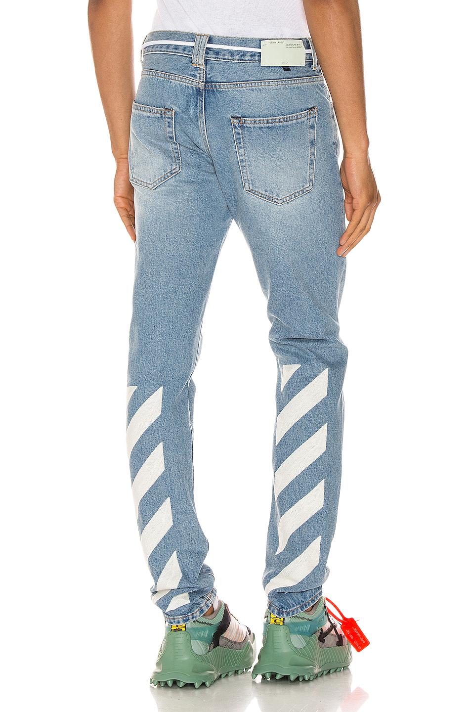 Off-White c/o Virgil Abloh Denim Diagonal Stripe Slim Jeans in Bleach ...
