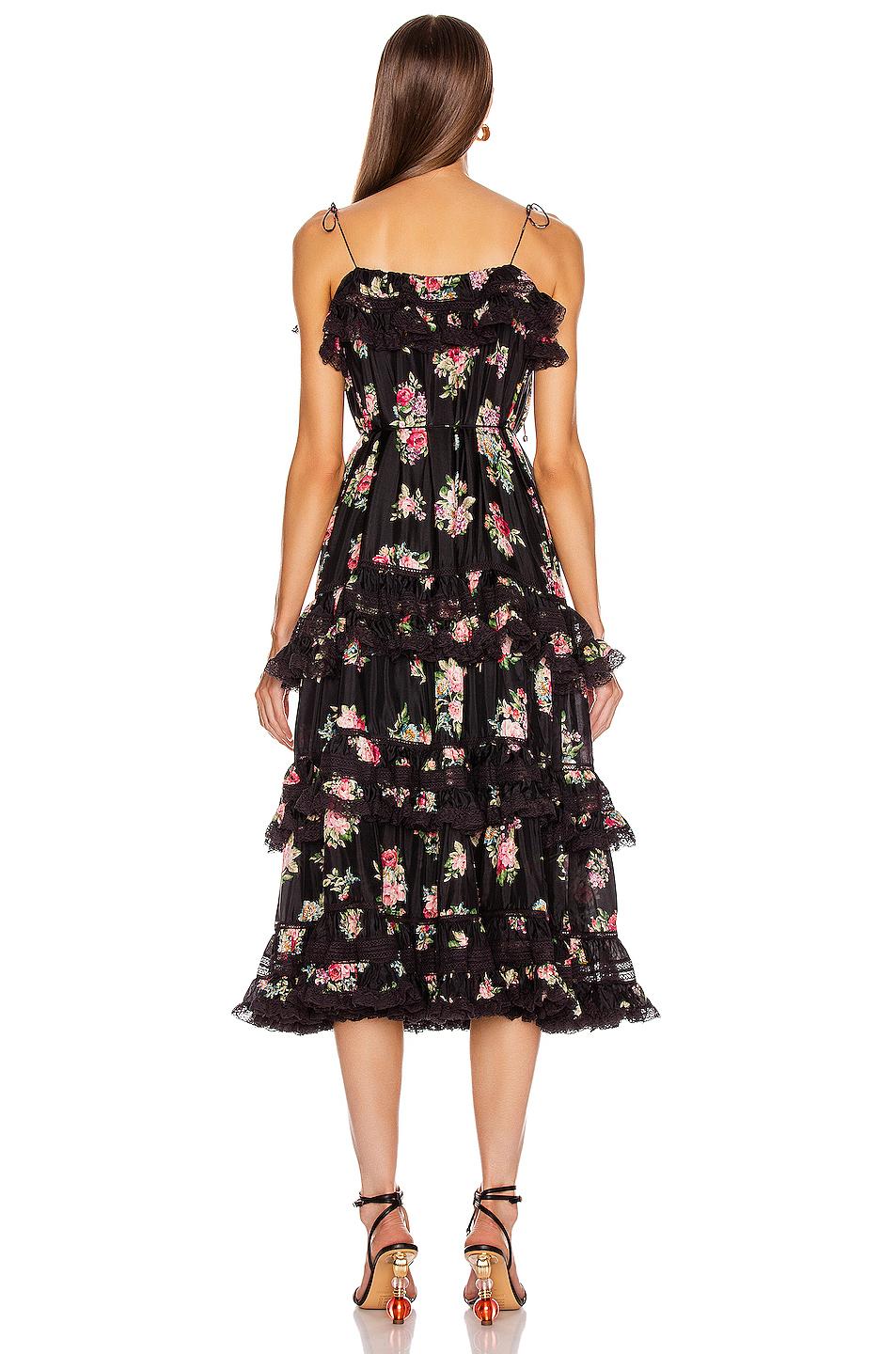 Zimmermann Honour Floral Print Tiered Dress in Black Lyst