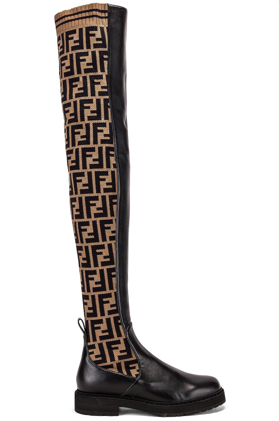 fendi logo over the knee boots