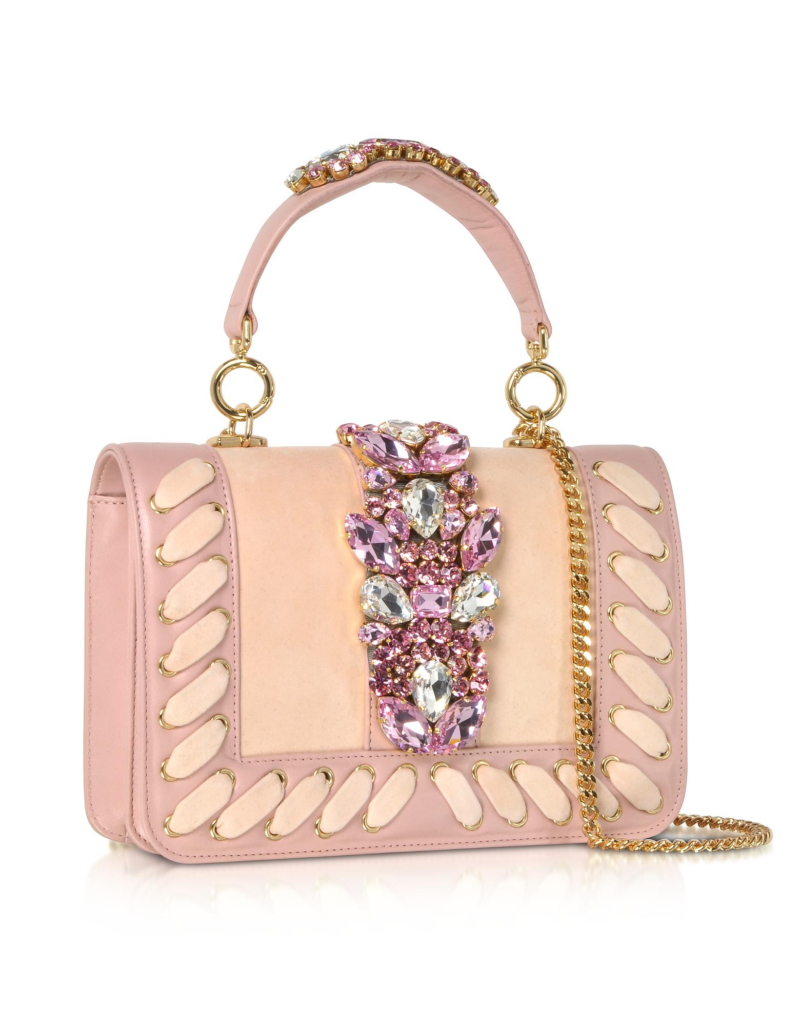 Lyst Gedebe Bibi Crocus Suede Plot Satchel Bag W Crystals In Pink