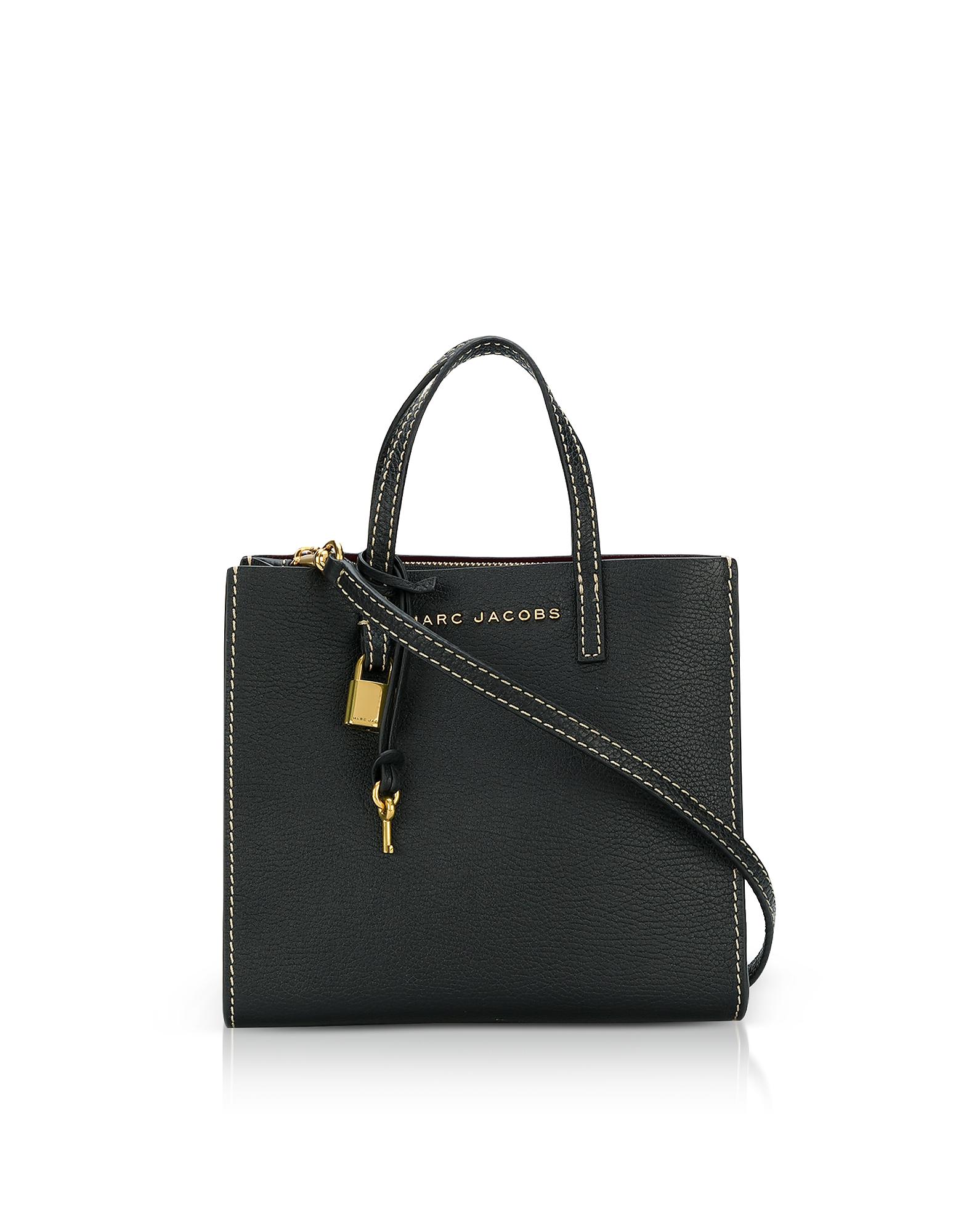 Marc Jacobs Grainy Leather The Mini Grind Tote Bag in Black - Lyst