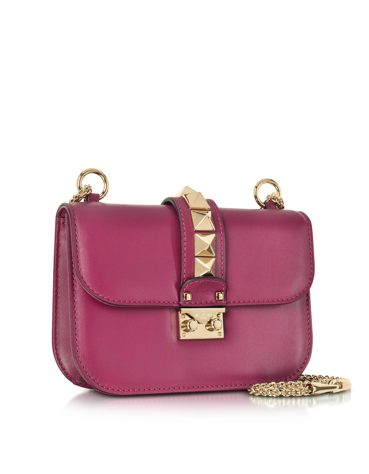 Lyst Valentino Camelia Leather Glam Lock Shoulder Bag In Purple Gallery