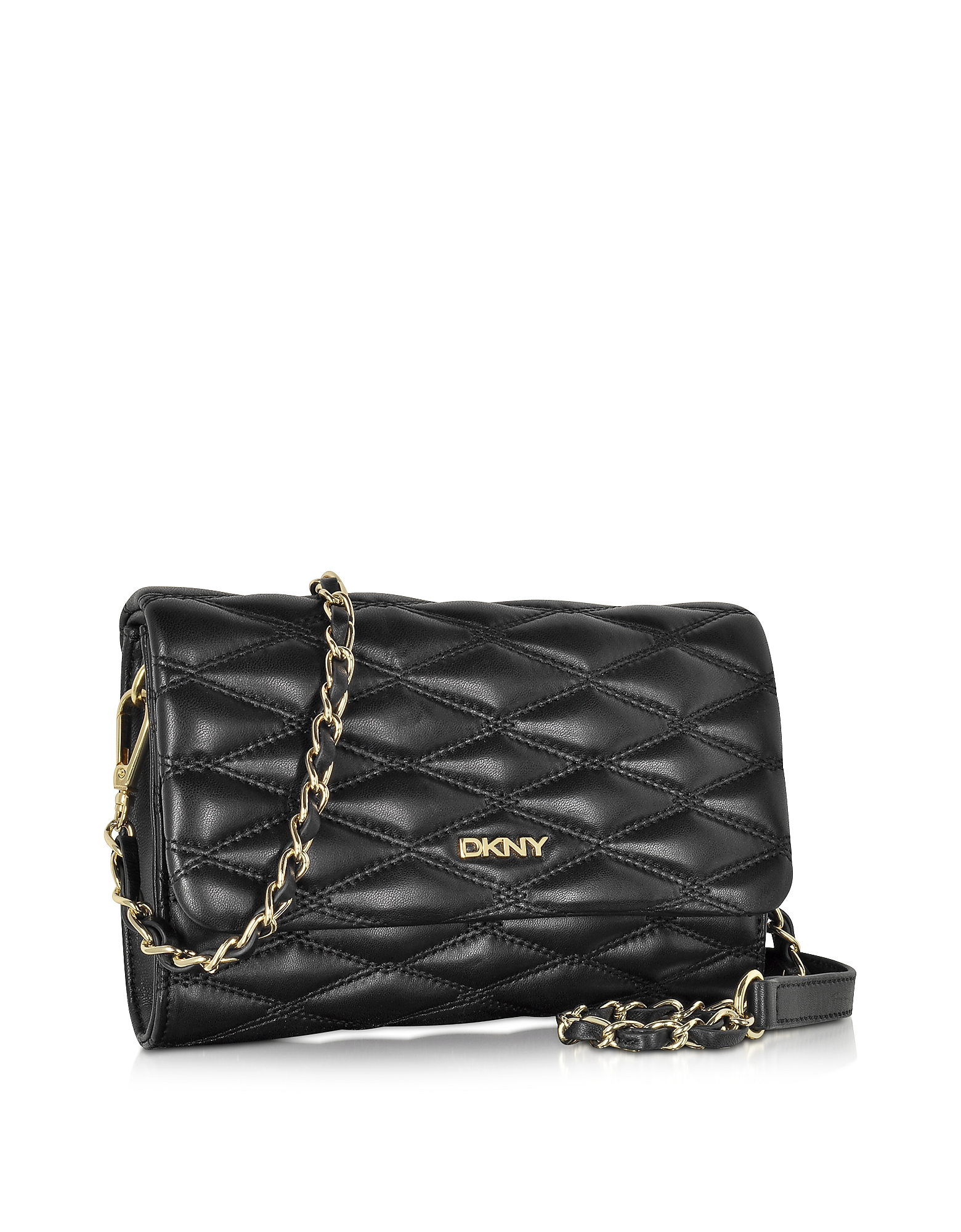 Lyst - Dkny Black Quilted Leather Small Flap Crossbody Bag in Black