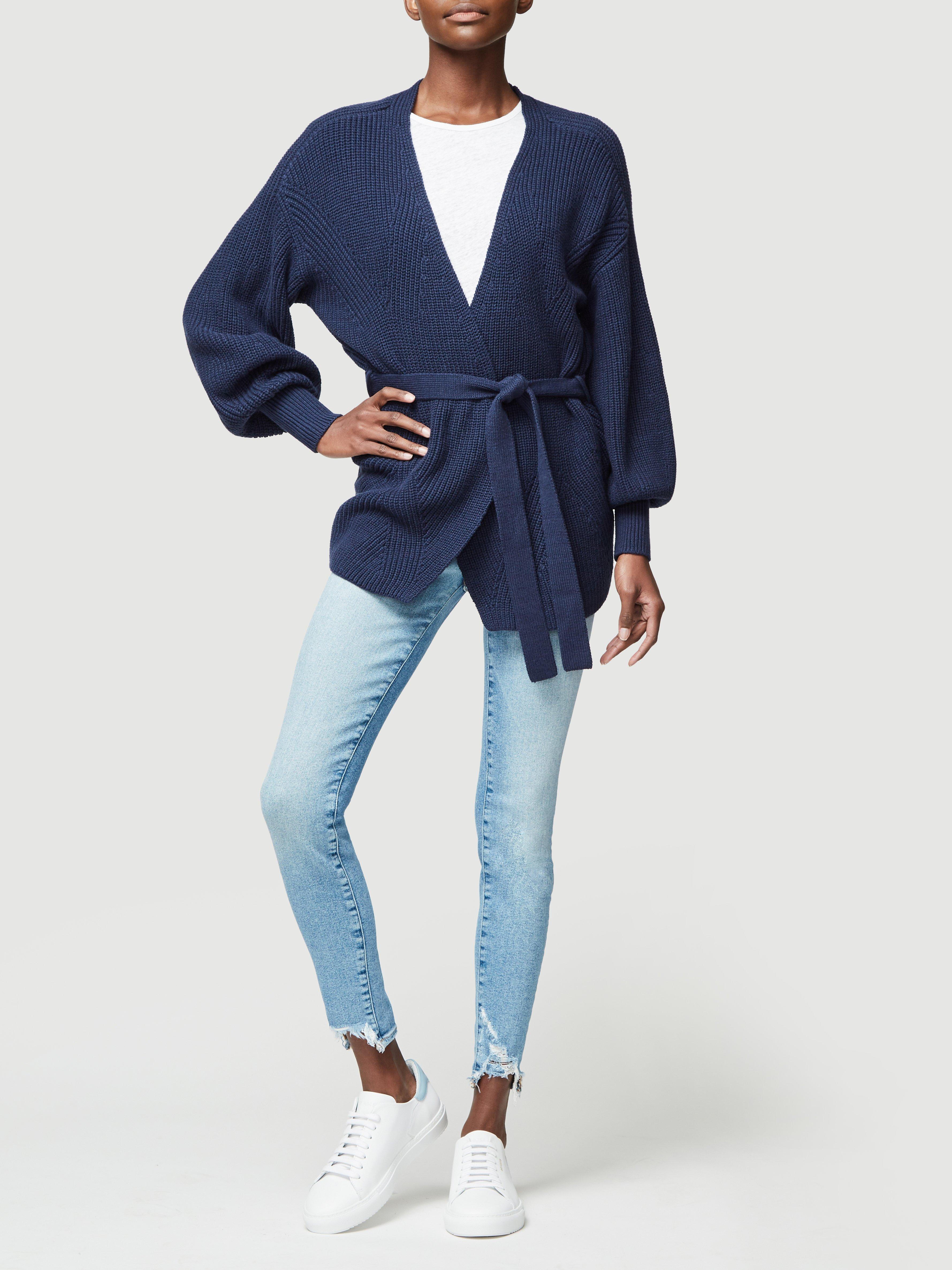 navy blue wrap sweater