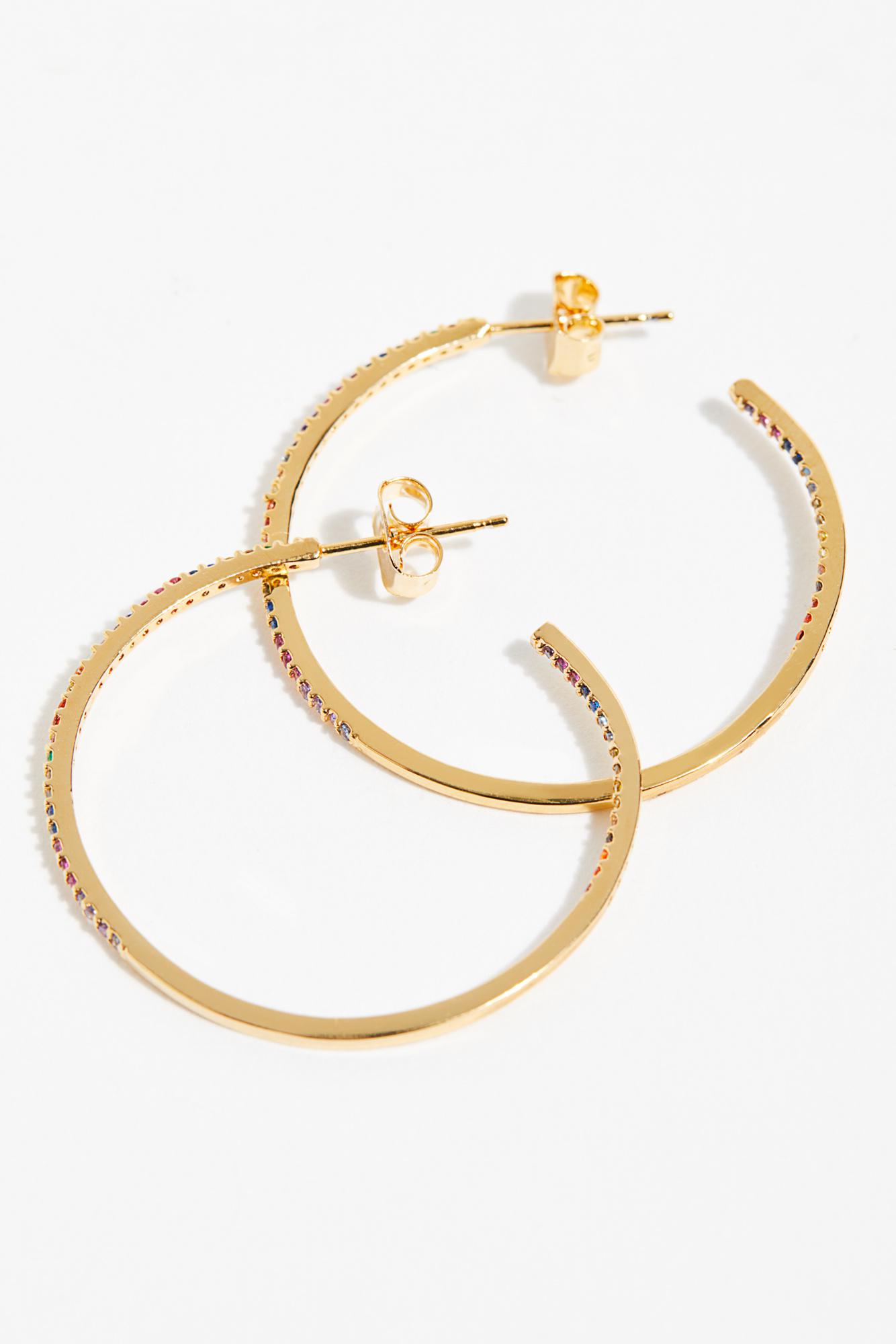 Lyst Free People Tai Rhinestone Medium Hoop Earrings By View Fullscreen