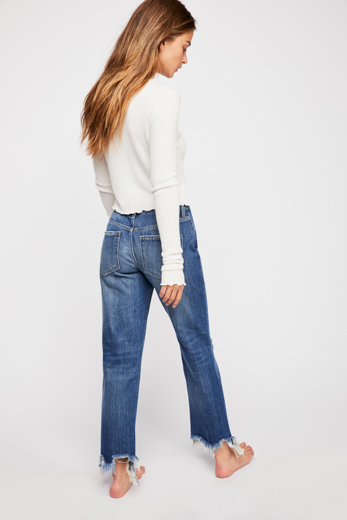 dark blue straight leg jeans