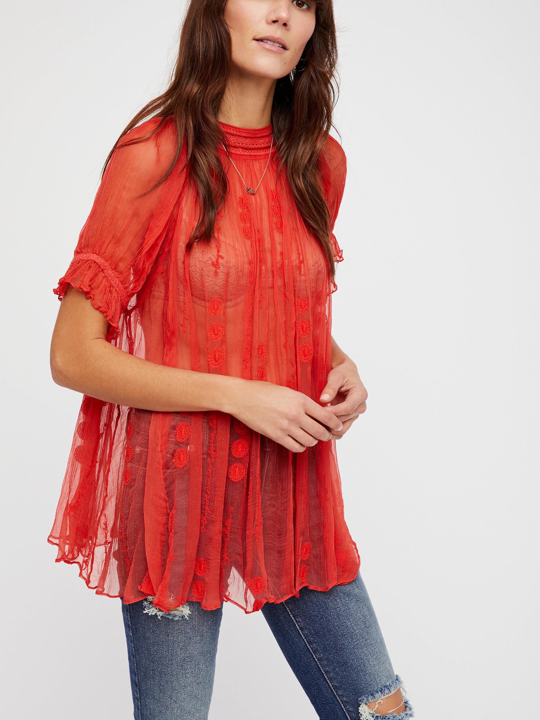 Free people Bonjour Mon Amour Top in Red | Lyst Free people Bonjour Mon Amour Top in Red | Lyst
