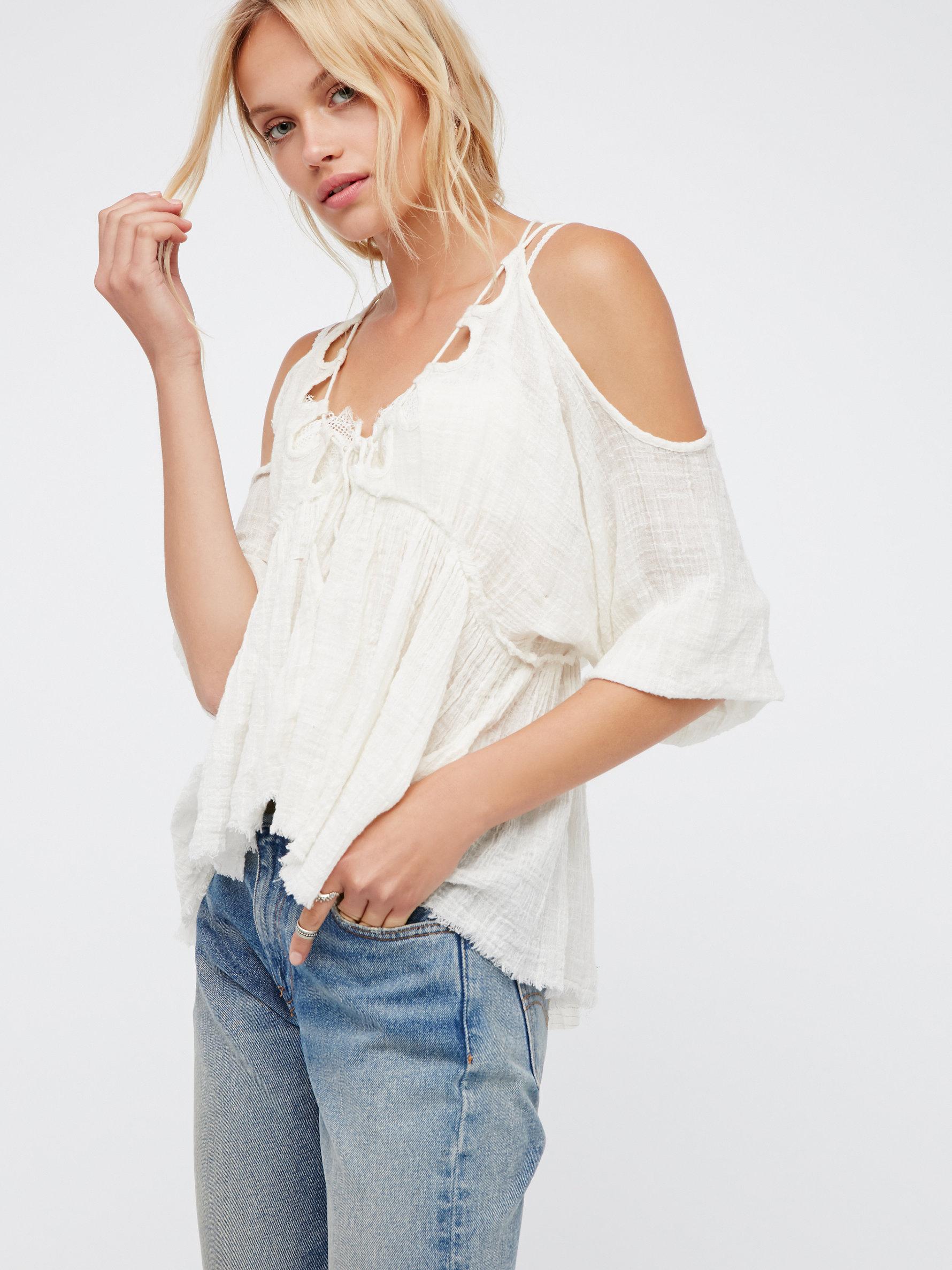Free people Fp One Monarch Gauze Top in White | Lyst