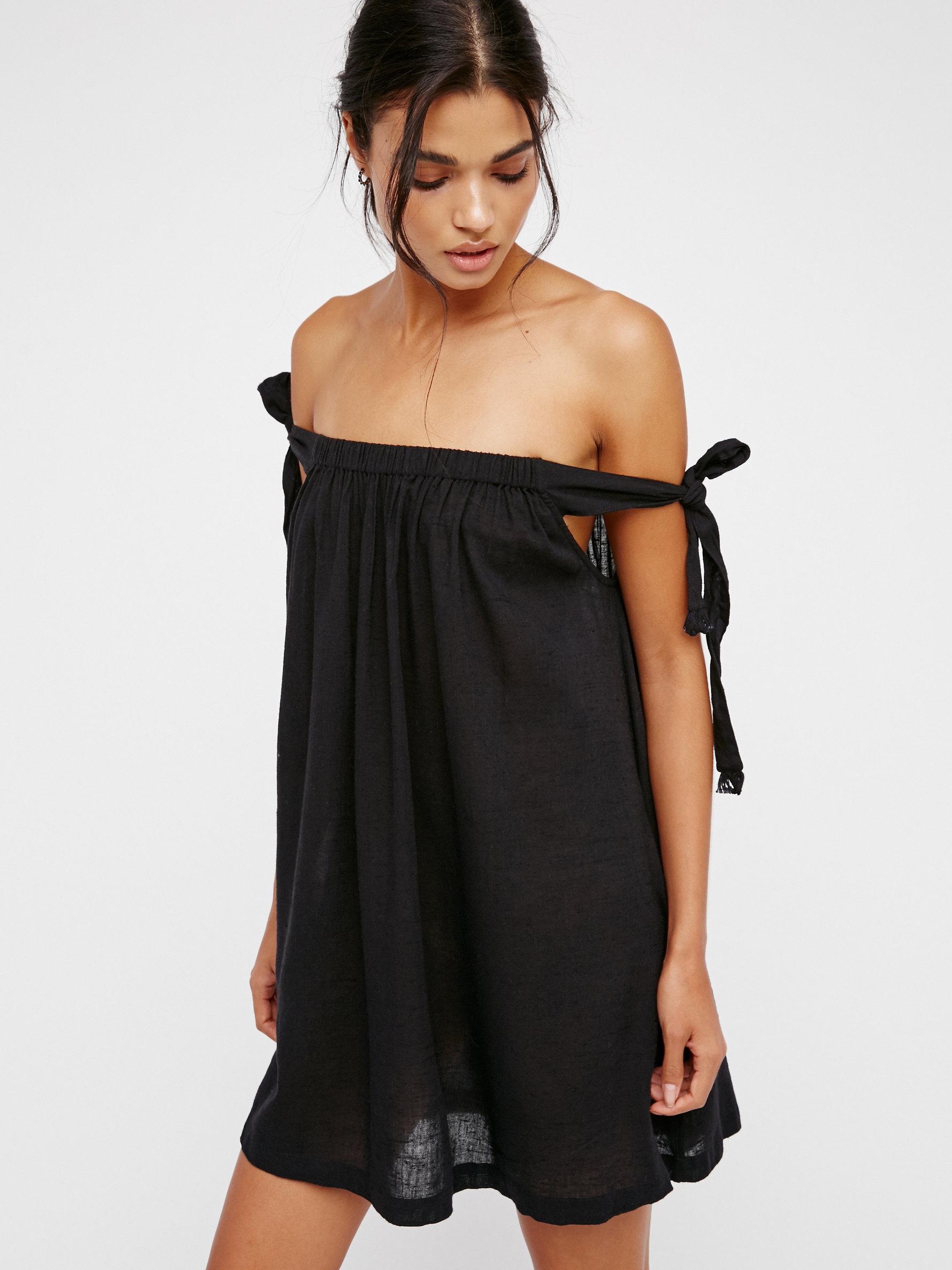 mini off the shoulder black dress