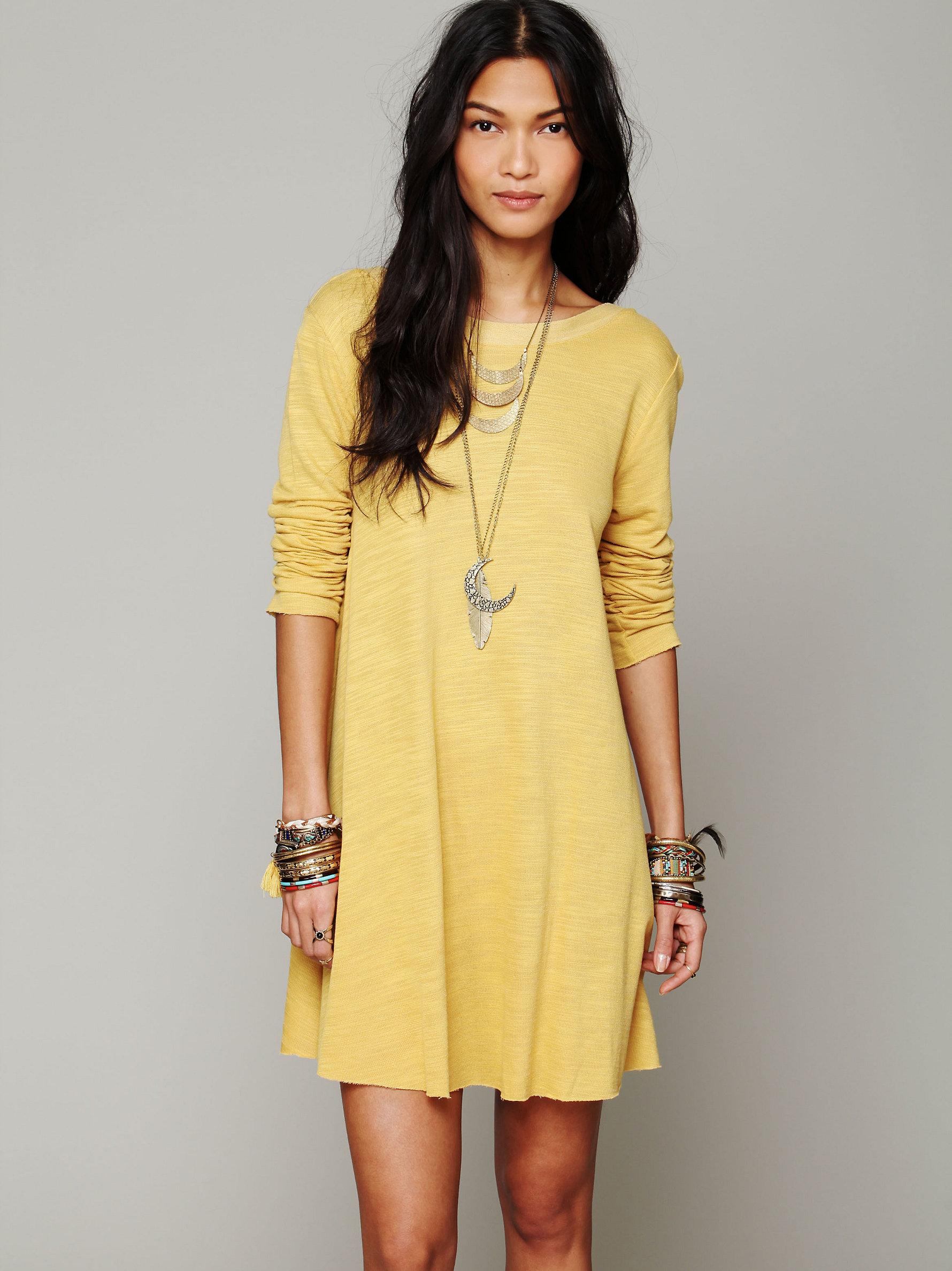 Lyst - Free People Long Sleeve Swing Dress in Metallic