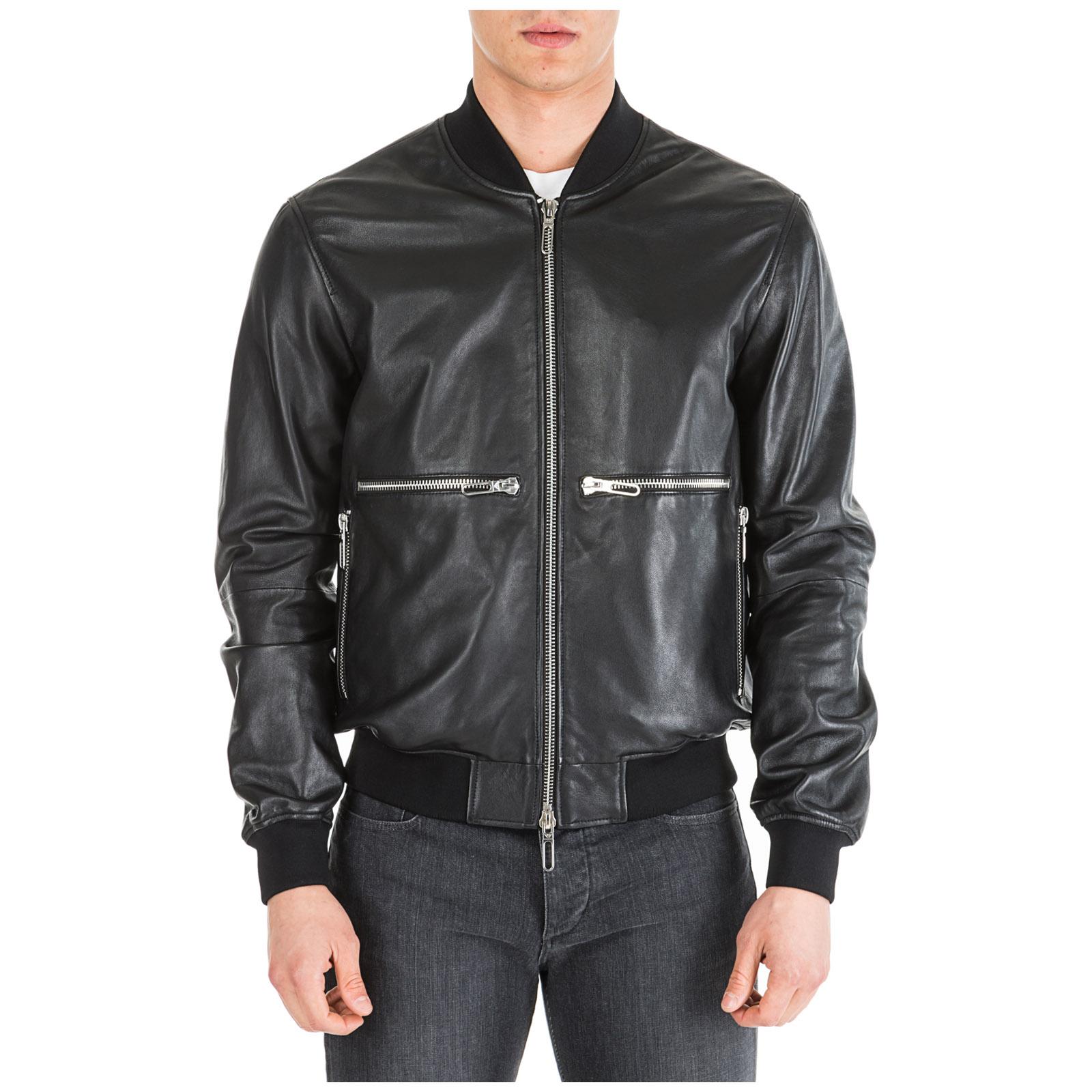 Emporio Armani Outerwear Jacket Blouson In Pelle in Black for Men - Lyst