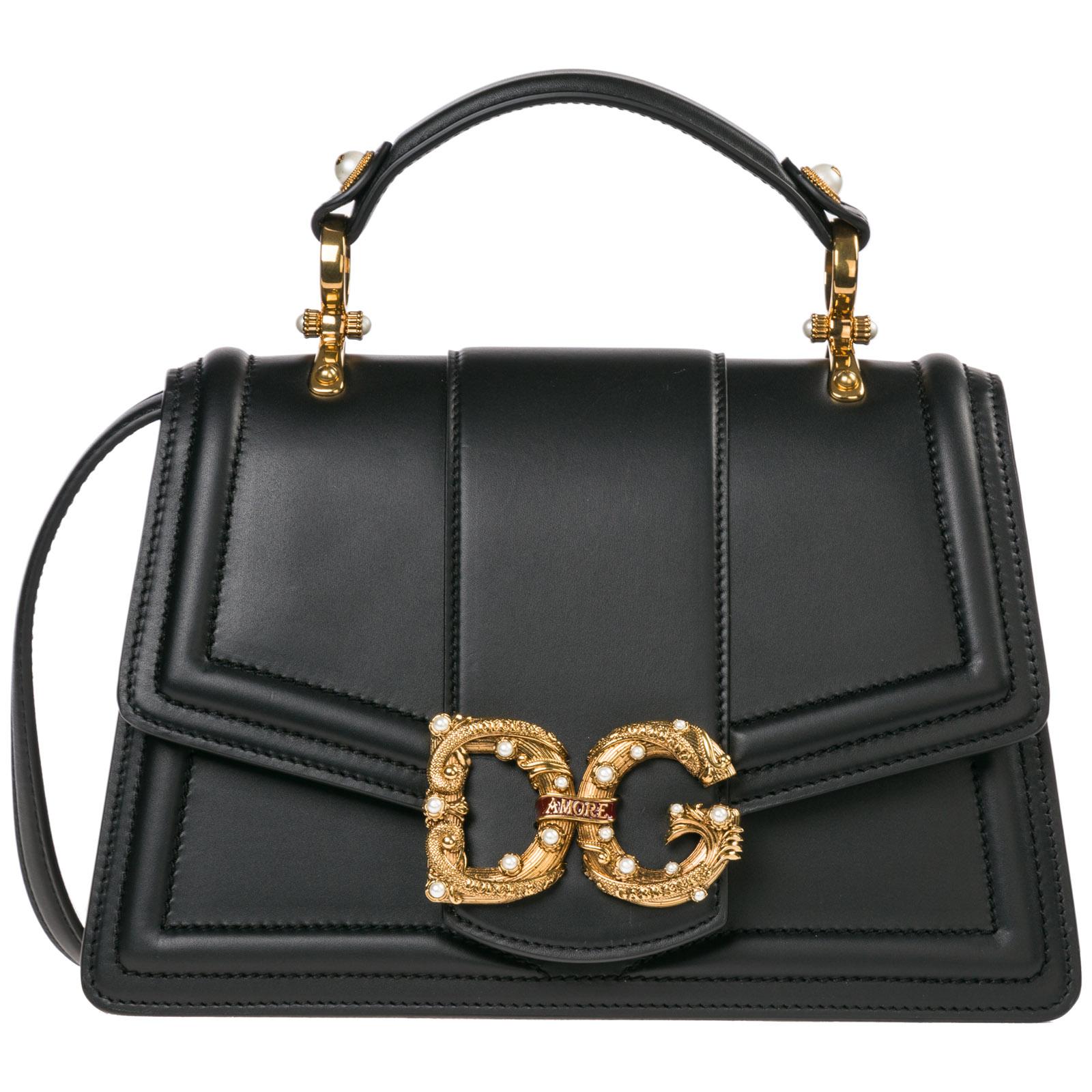 Lyst Dolce And Gabbana Leather Handbag Shopping Bag Purse Dg Amore In Black