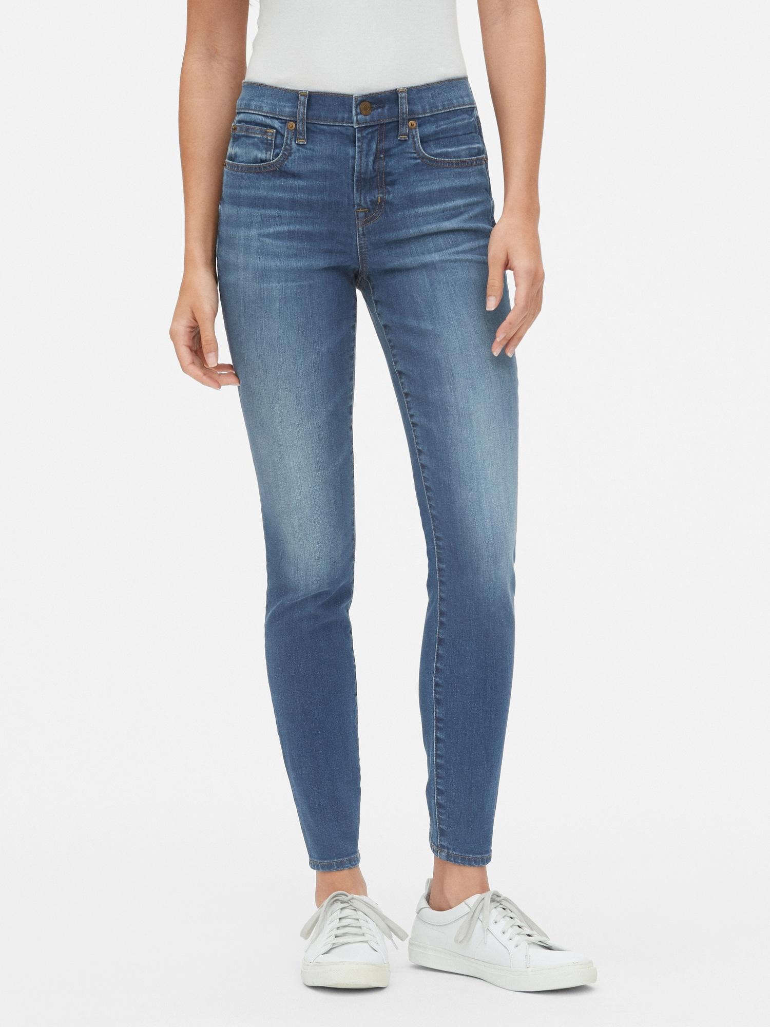 Lyst - Gap Mid Rise True Skinny Jeans in Blue