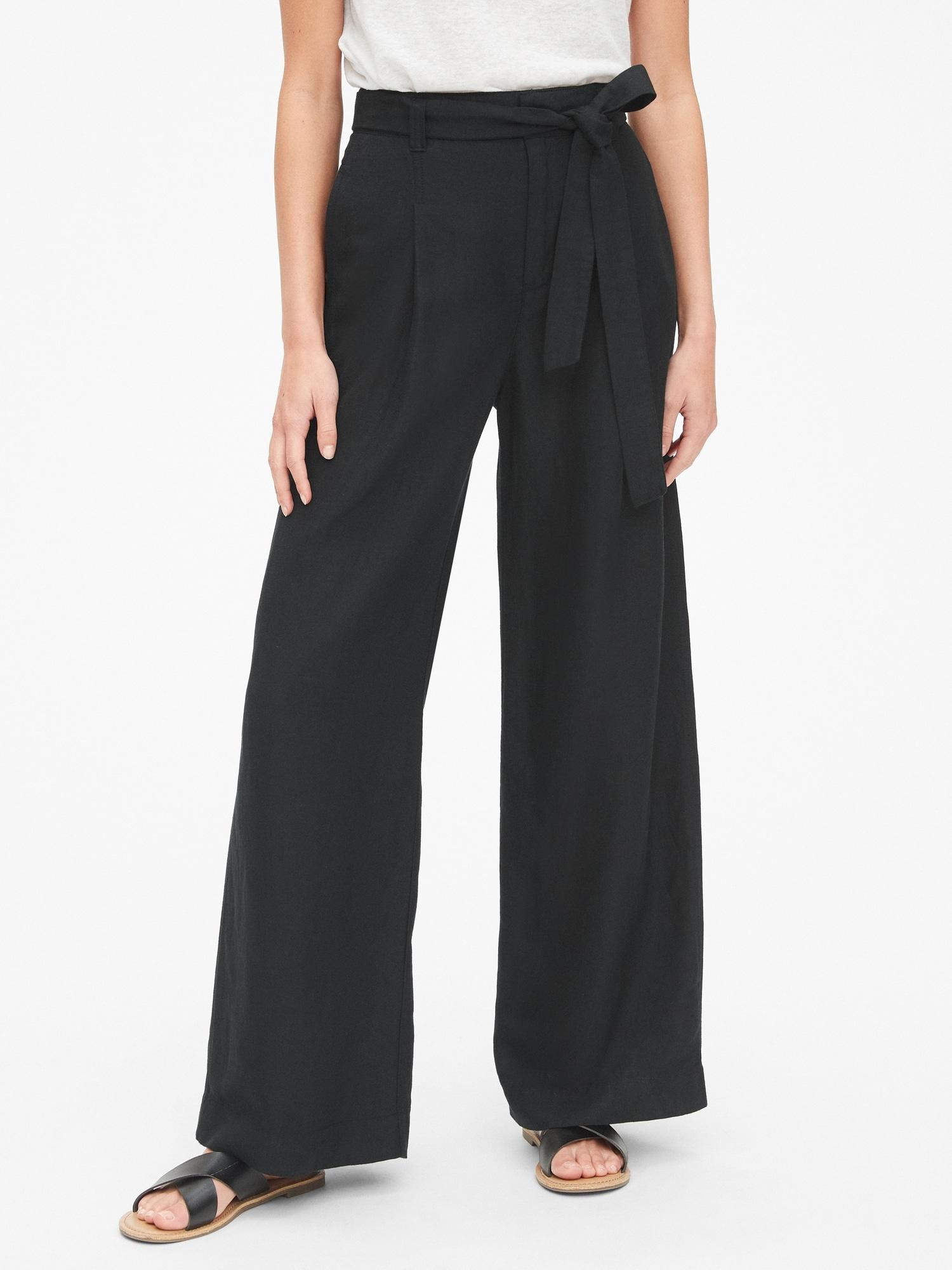 Gap High Rise Wide-leg Pants In Linen-blend in Black - Save 24% - Lyst