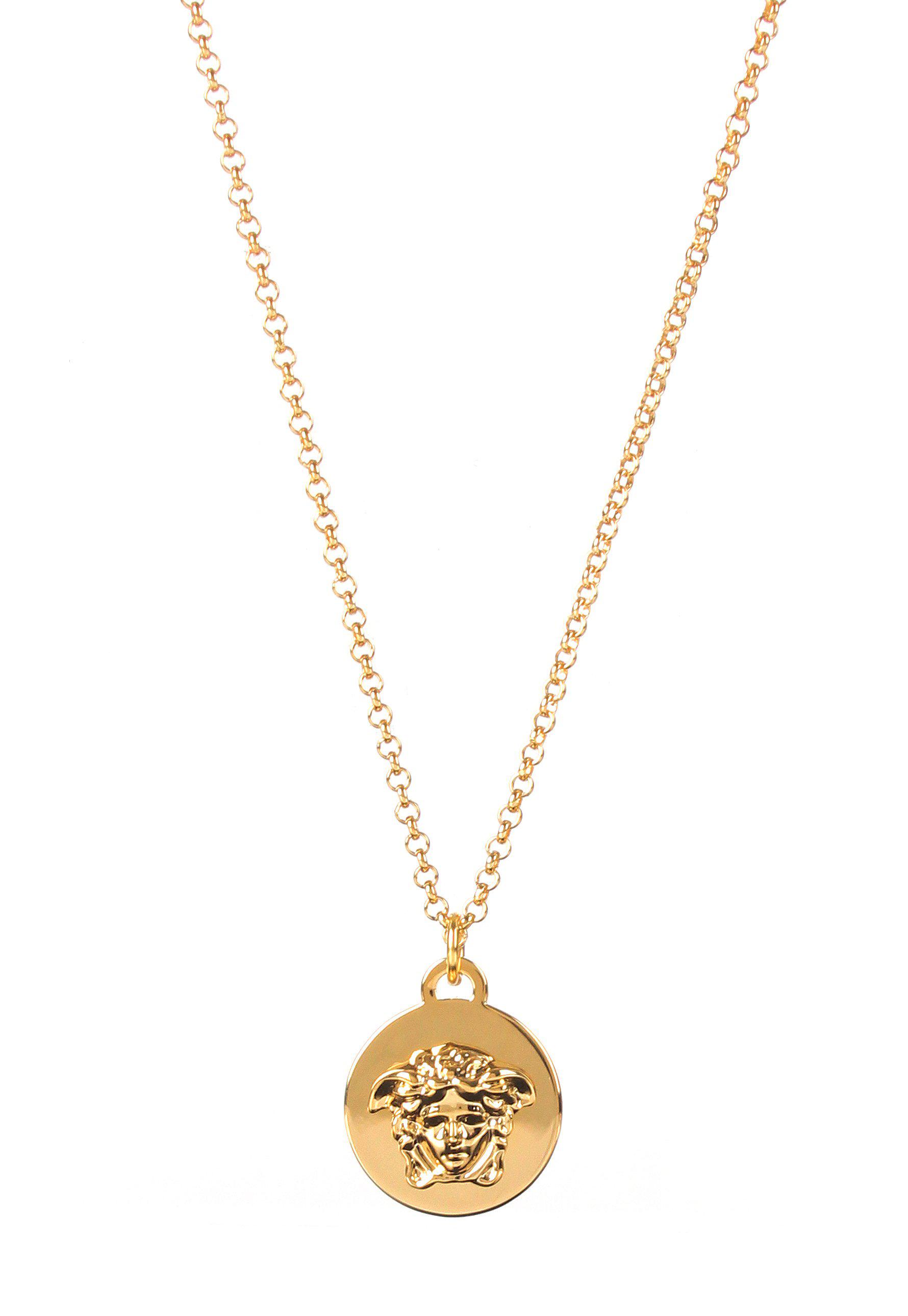 Lyst Versace Medusa Flat Charm Necklace Gold In Metallic Save 1 Versace Women S Metallic Medusa Flat Charm Necklace Gold