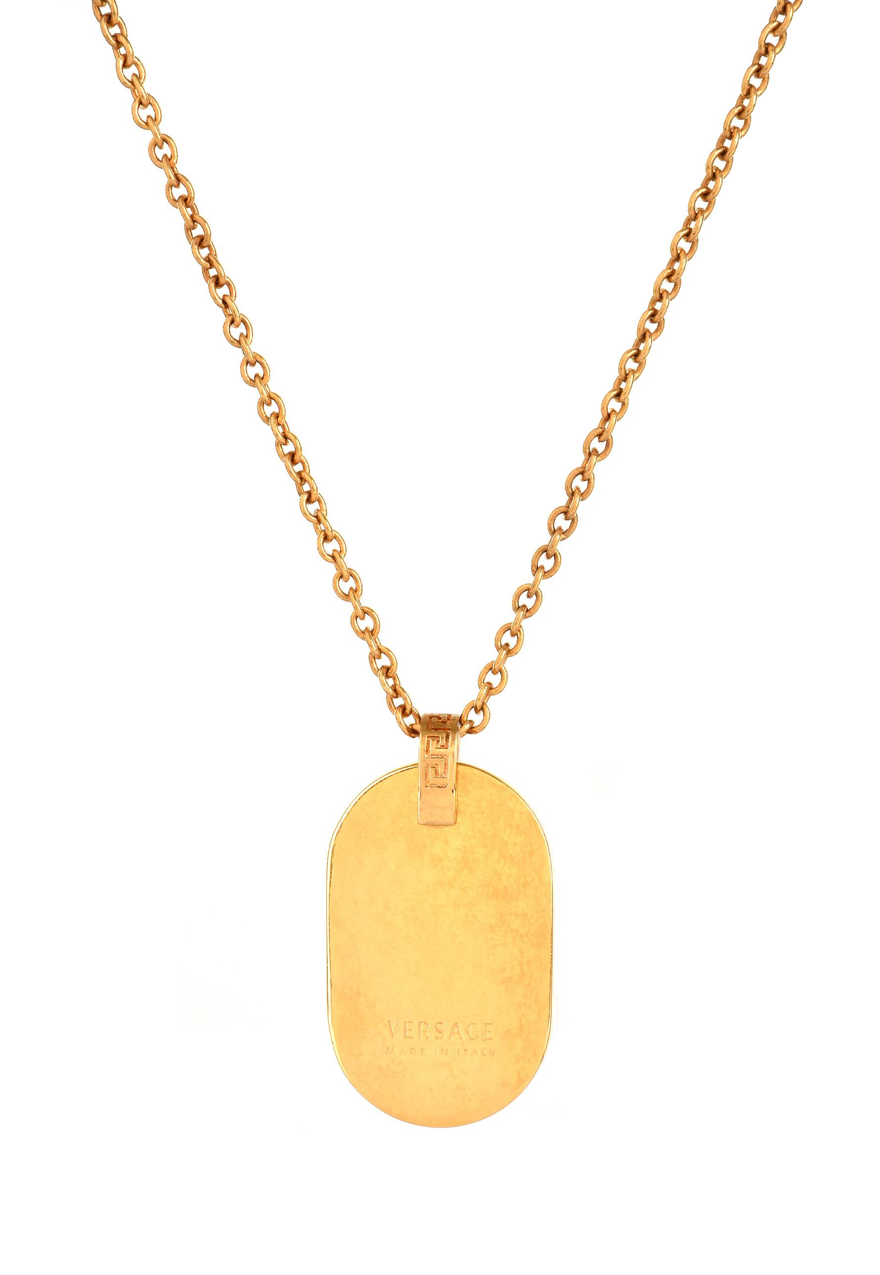Lyst Versace Enamel Backed Medusa Dog Tag Black Tributegold In Versace Metallic Enamel Backed Medusa Dog Tag Black Tributegold Lyst View Fullscreen
