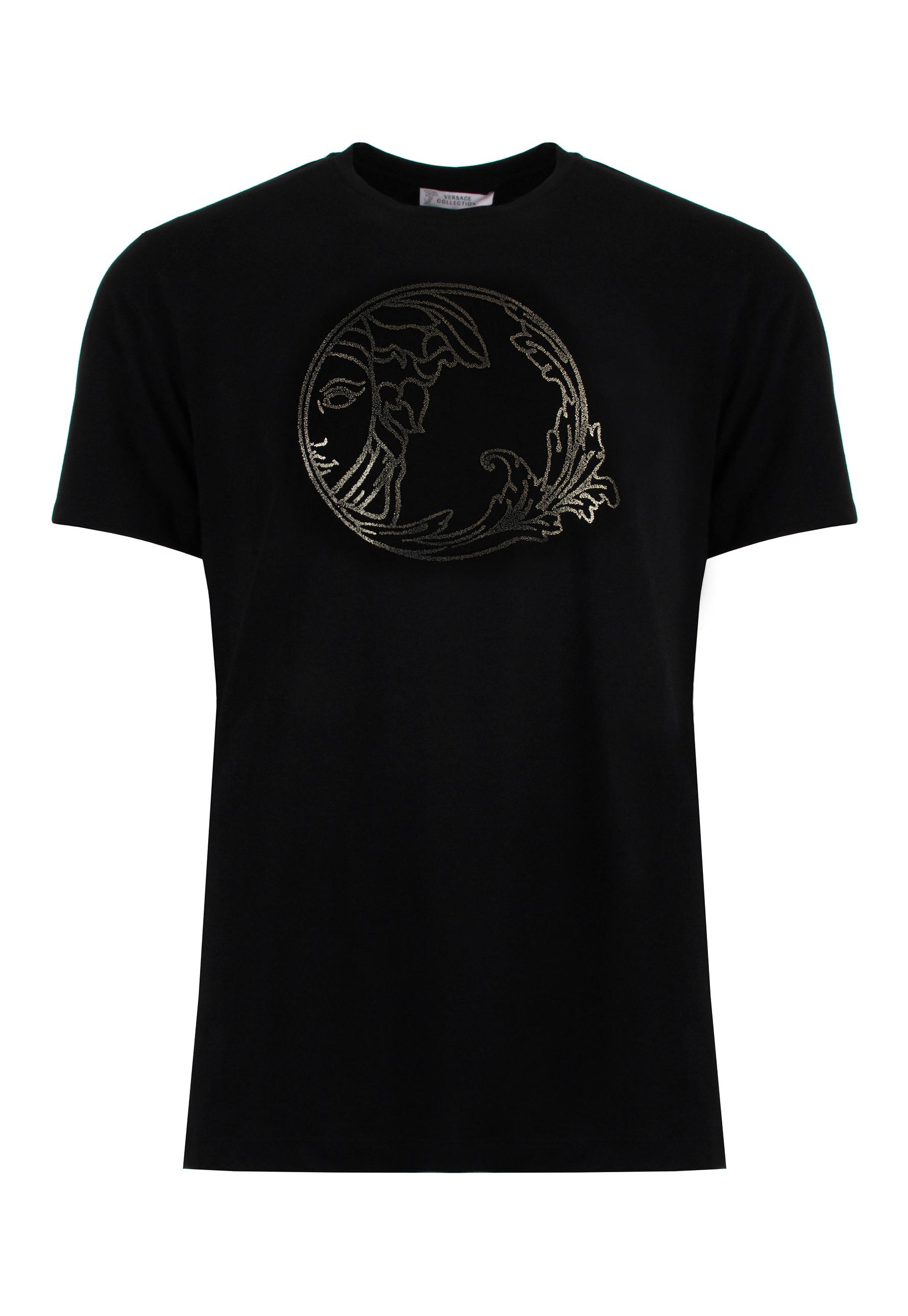 Lyst - Versace Caviar Print Medusa Head Detail T-shirt Black/gold in ...