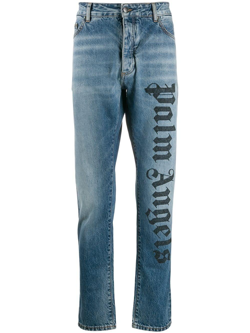Palm Angels Denim Branded Straight Jeans for Men - Lyst