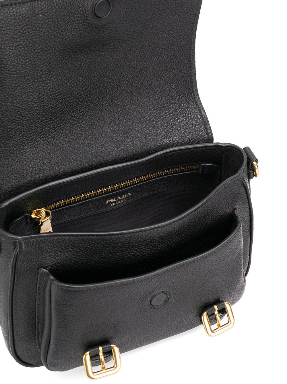 Lyst - Prada Buckle Flap Crossbody Bag in Black