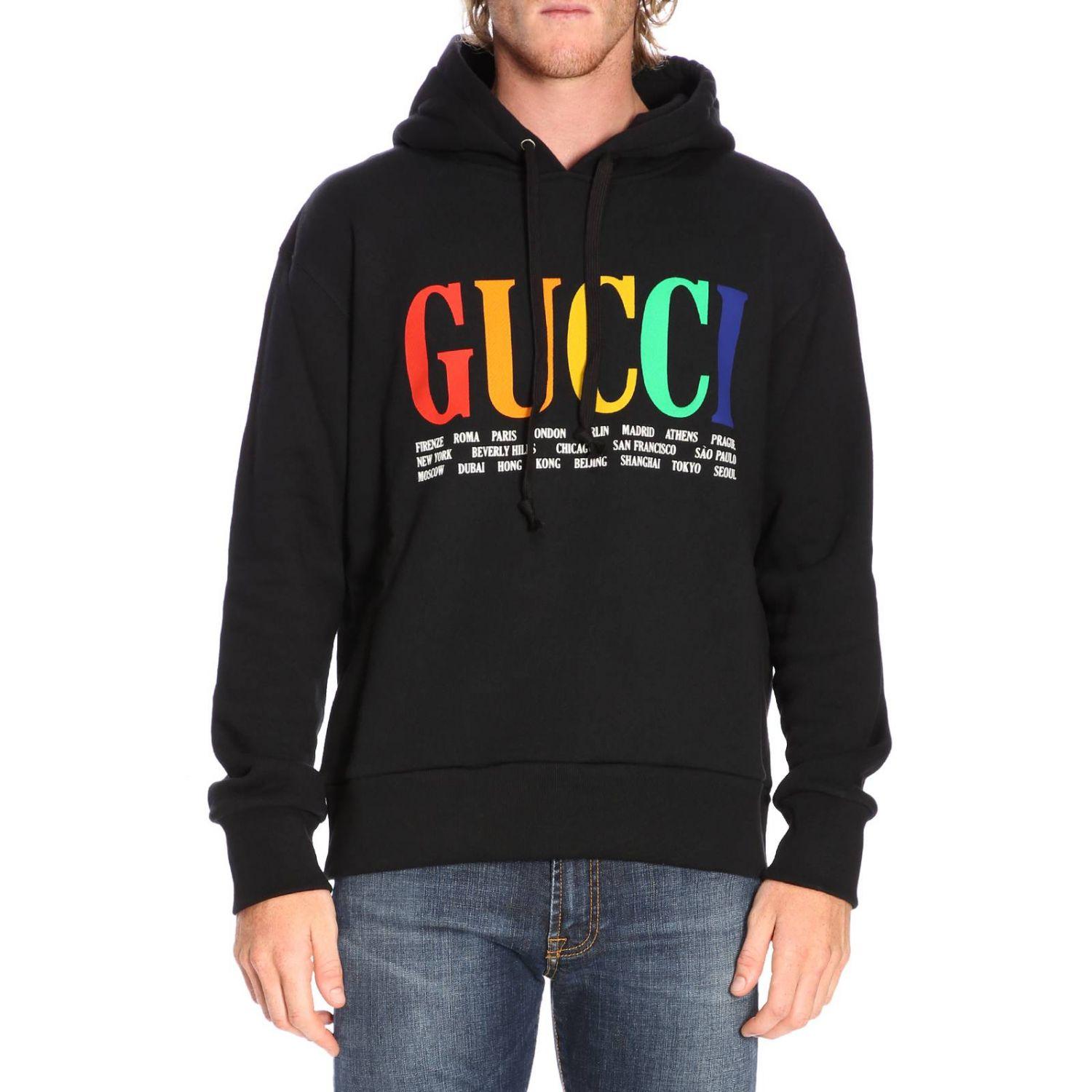 Gucci Cotton Cities Hooded Sweatshirt in Black for Men - Save 30% - Lyst