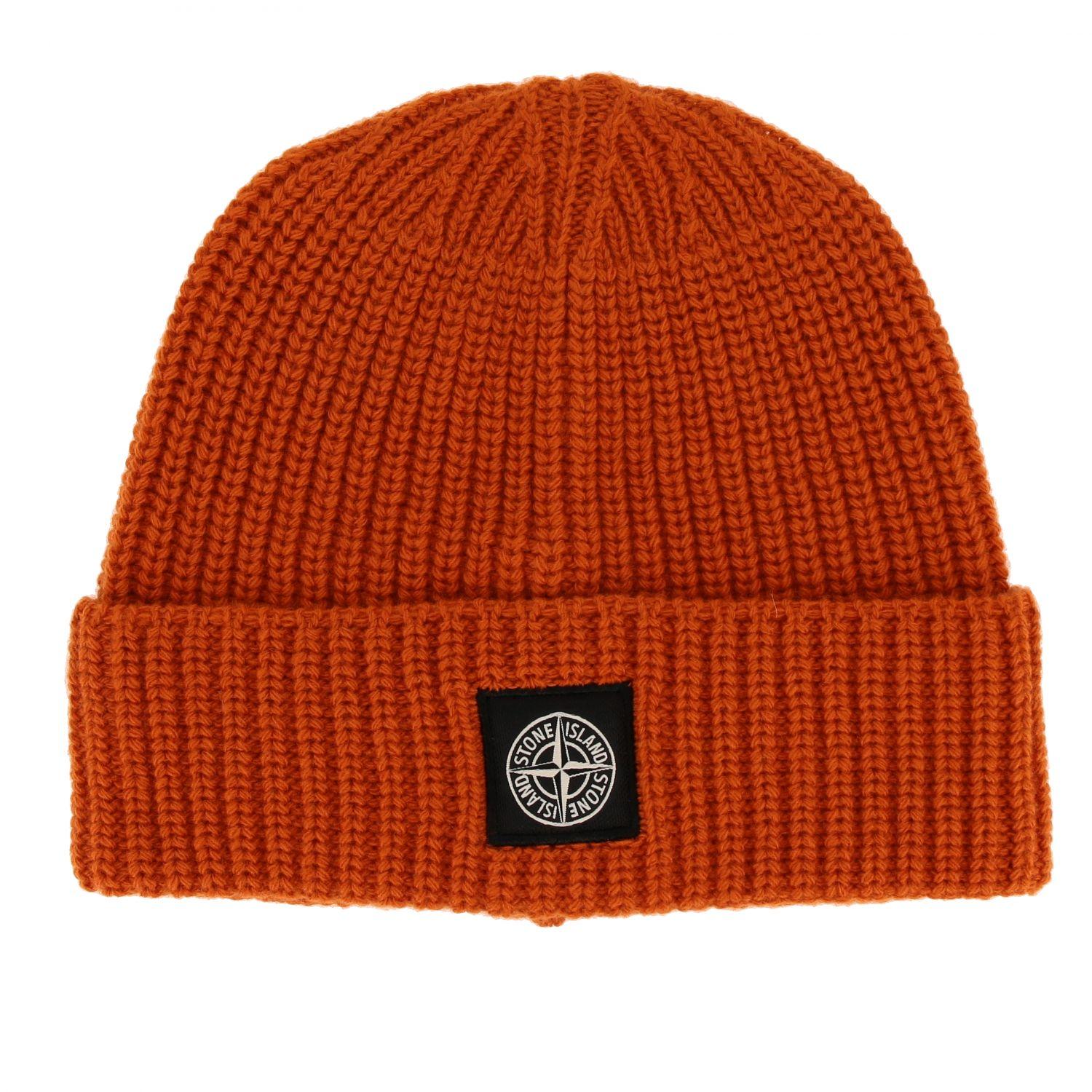 Stone Island Wool Hat in Orange for Men - Lyst