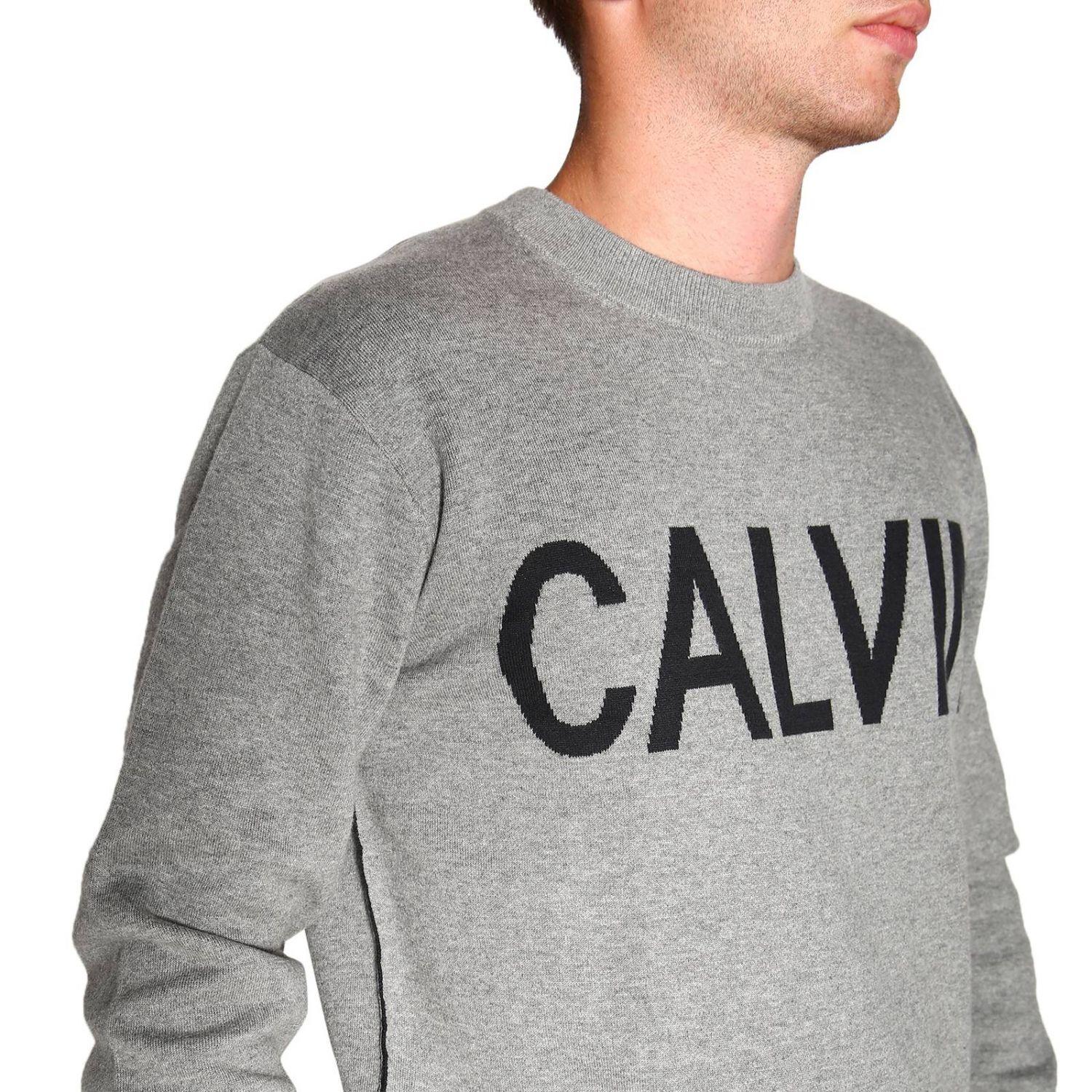 Calvin Klein Cotton Mens Sweater In Grey Gray For Men Lyst