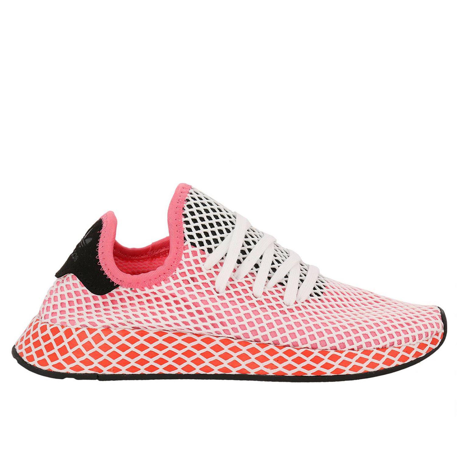 Adidas Originals Pink Adidas Deerupt Runner W Sneakers In Knit And Mesh Stretch Net Effect Adidas Originals Pink Adidas Deerupt Runner W Sneakers In Knit And Mesh Stretch Net Effect