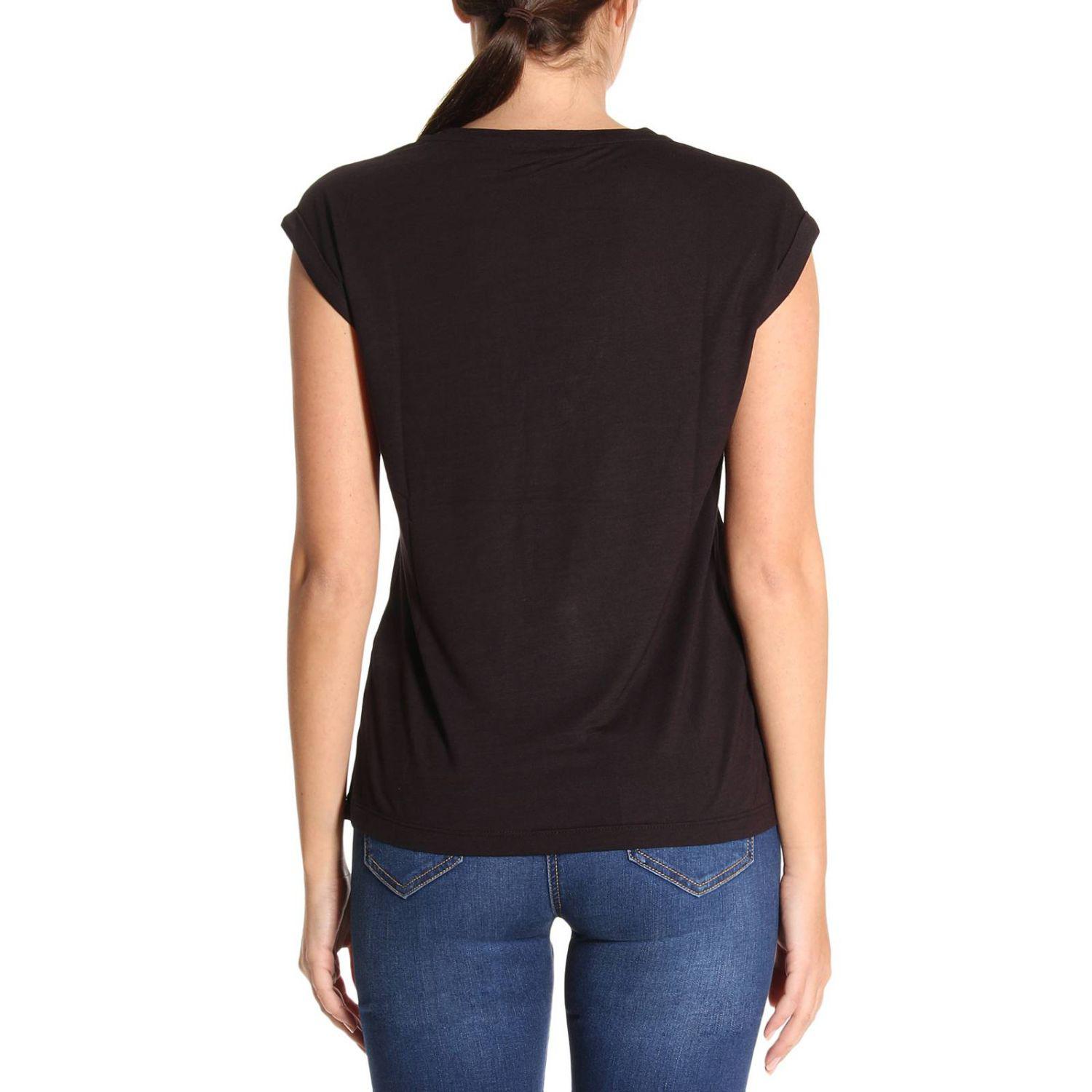 Emporio Armani Synthetic T-shirt Women in Black - Lyst