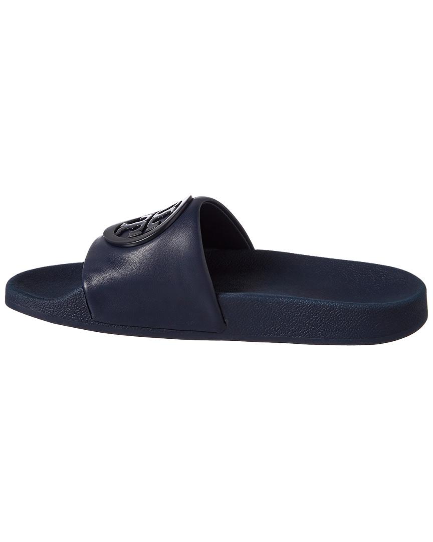 tory burch lina leather flat pool slide sandals
