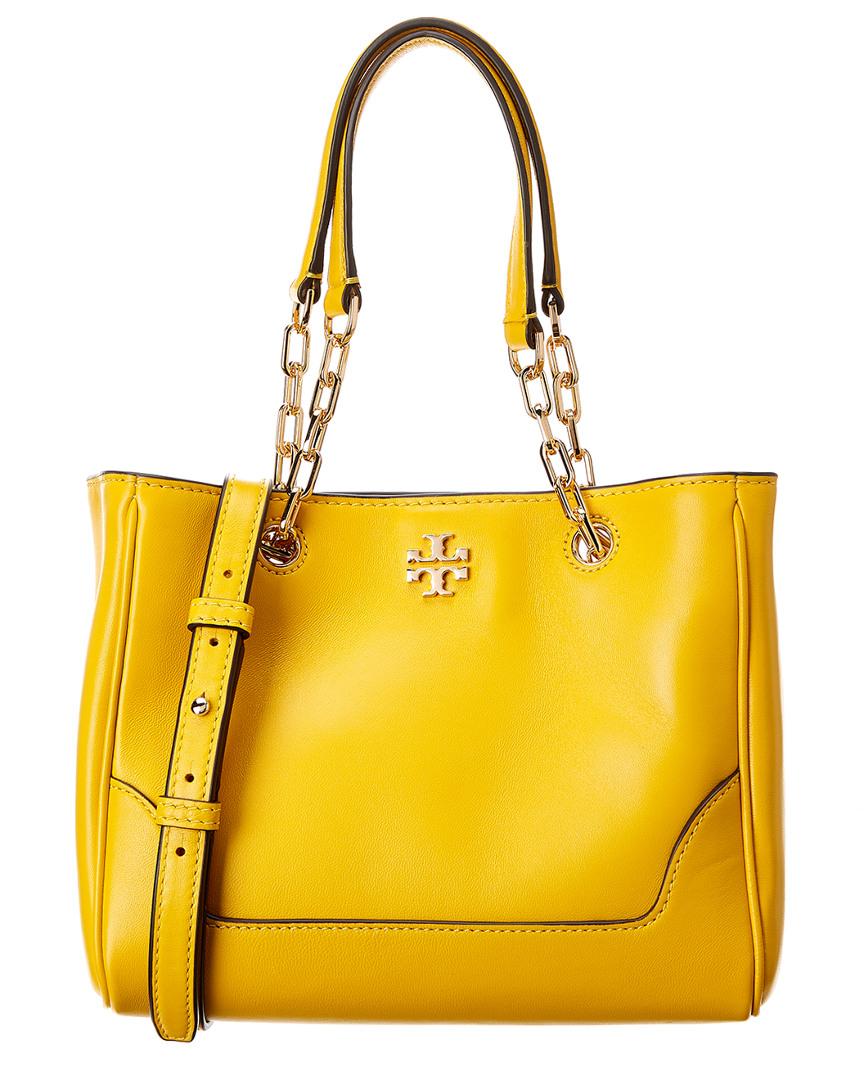 Tory Burch Carter Small Leather Tote in Yellow Lyst