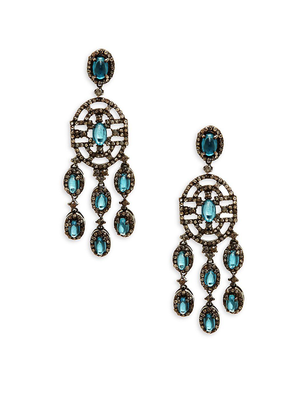 Lyst Bavna Kyanite Champagne Diamond Sterling Silver Chandelier Bavna Women S Metallic Kyanite Champagne Diamond Sterling Silver Chandelier Earrings