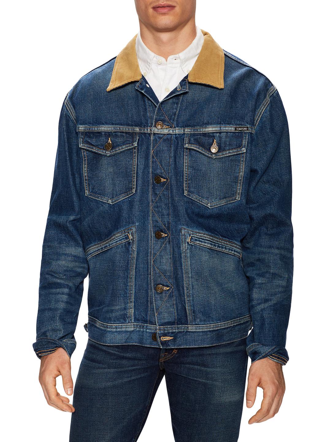 Lyst - Tom Ford Corduroy Collar Denim Jacket in Blue for Men