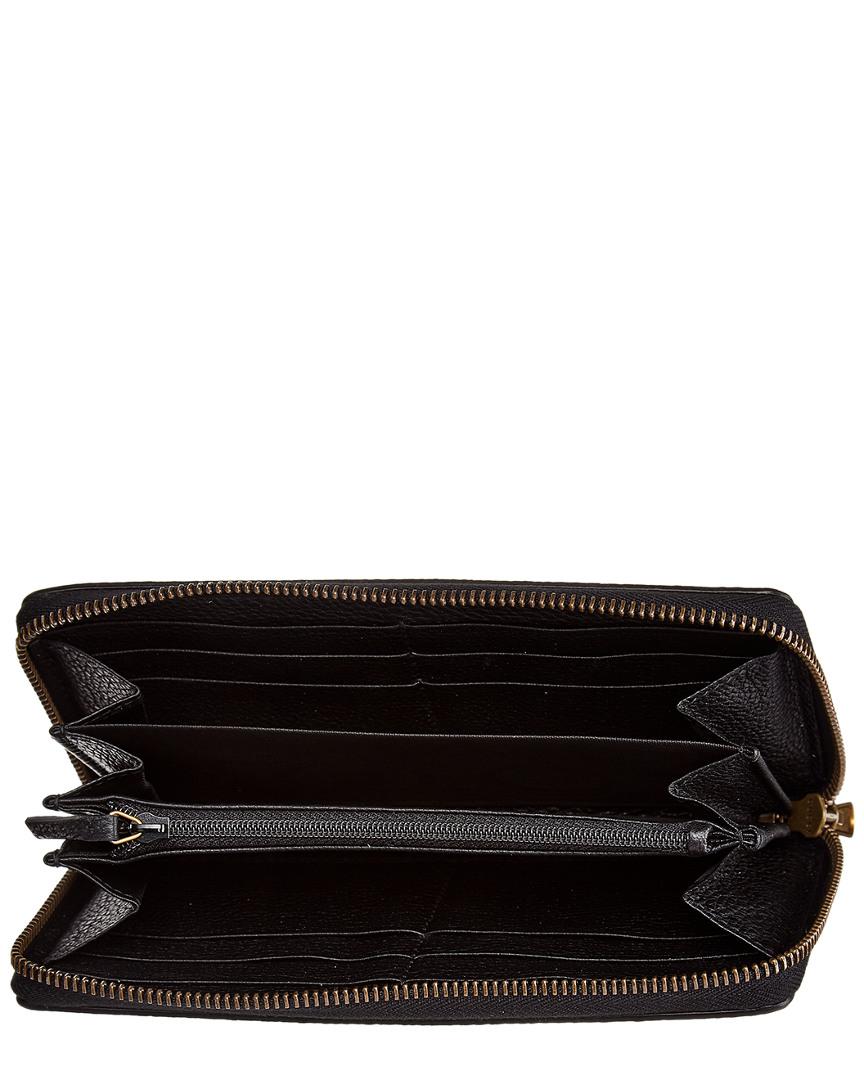 Gucci Logo Print Leather Zip Around Wallet in Black - Lyst