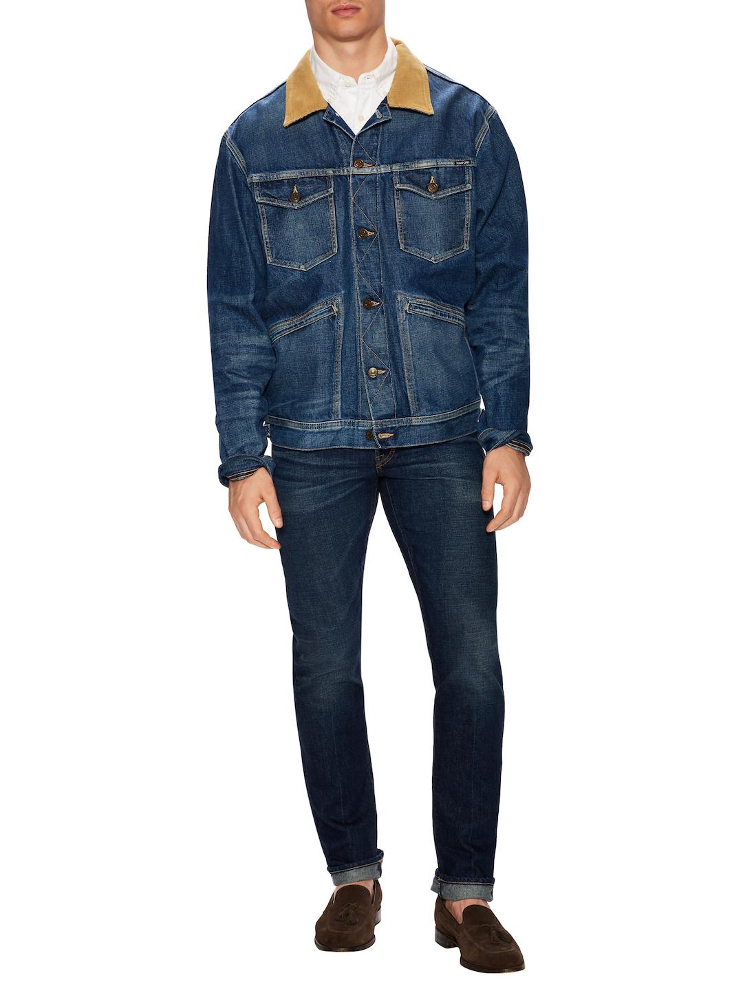 Lyst - Tom Ford Corduroy Collar Denim Jacket in Blue for Men