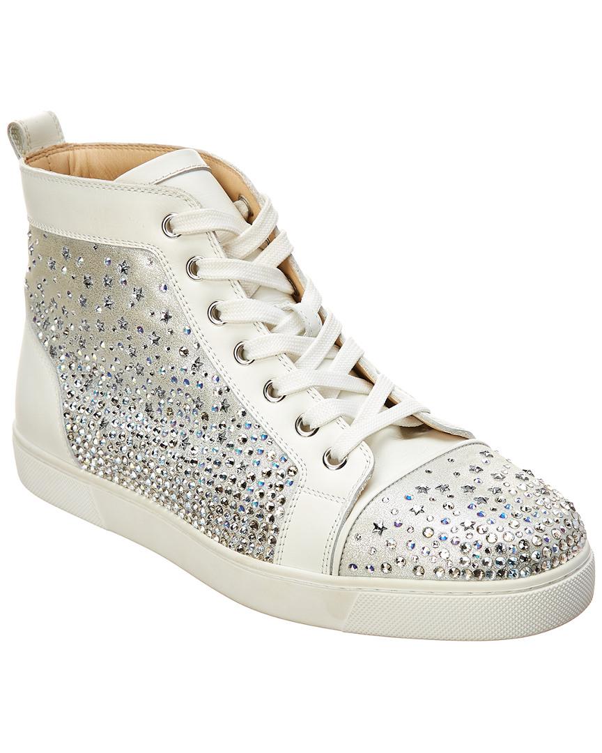 Leather Embellished Lyst Christian Sneaker Galaxtidonna Louboutin hrdBxtsCQ