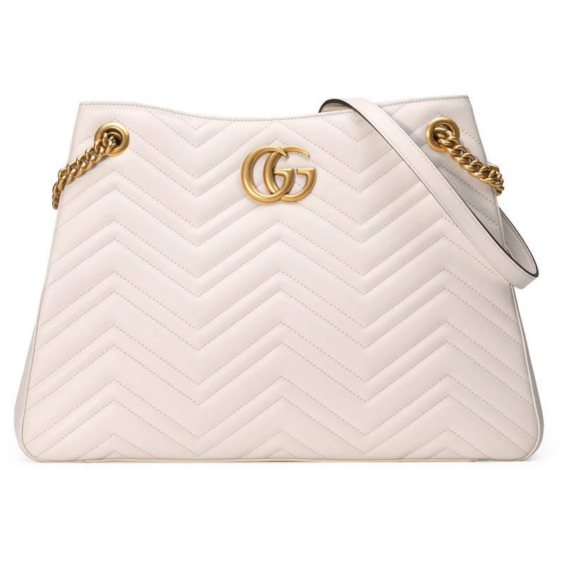 Gucci GG Marmont Matelassé Leather Shoulder Bag in White - Lyst
