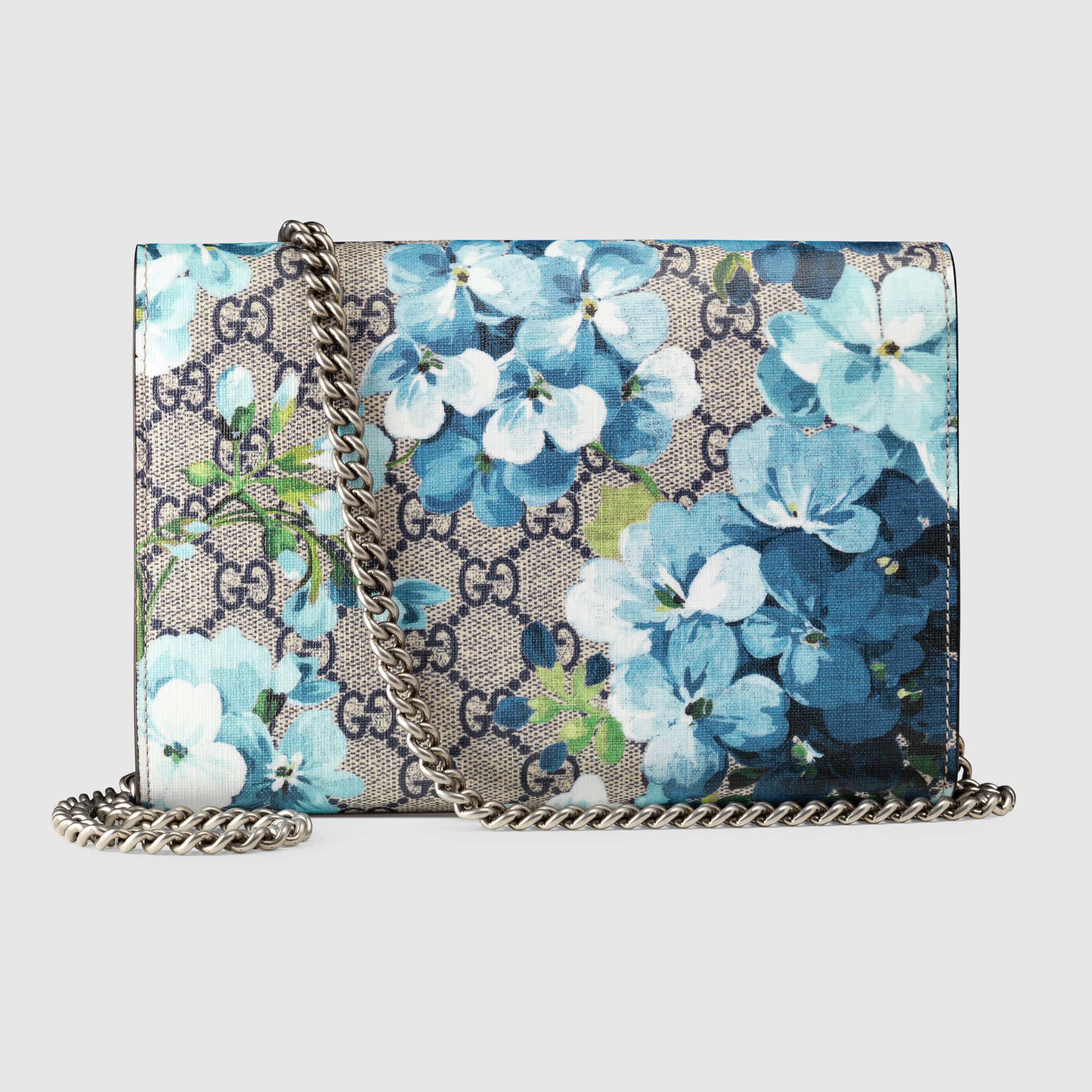 Lyst - Gucci Dionysus Blooms Mini Canvas And Leather Chain Bag in Blue