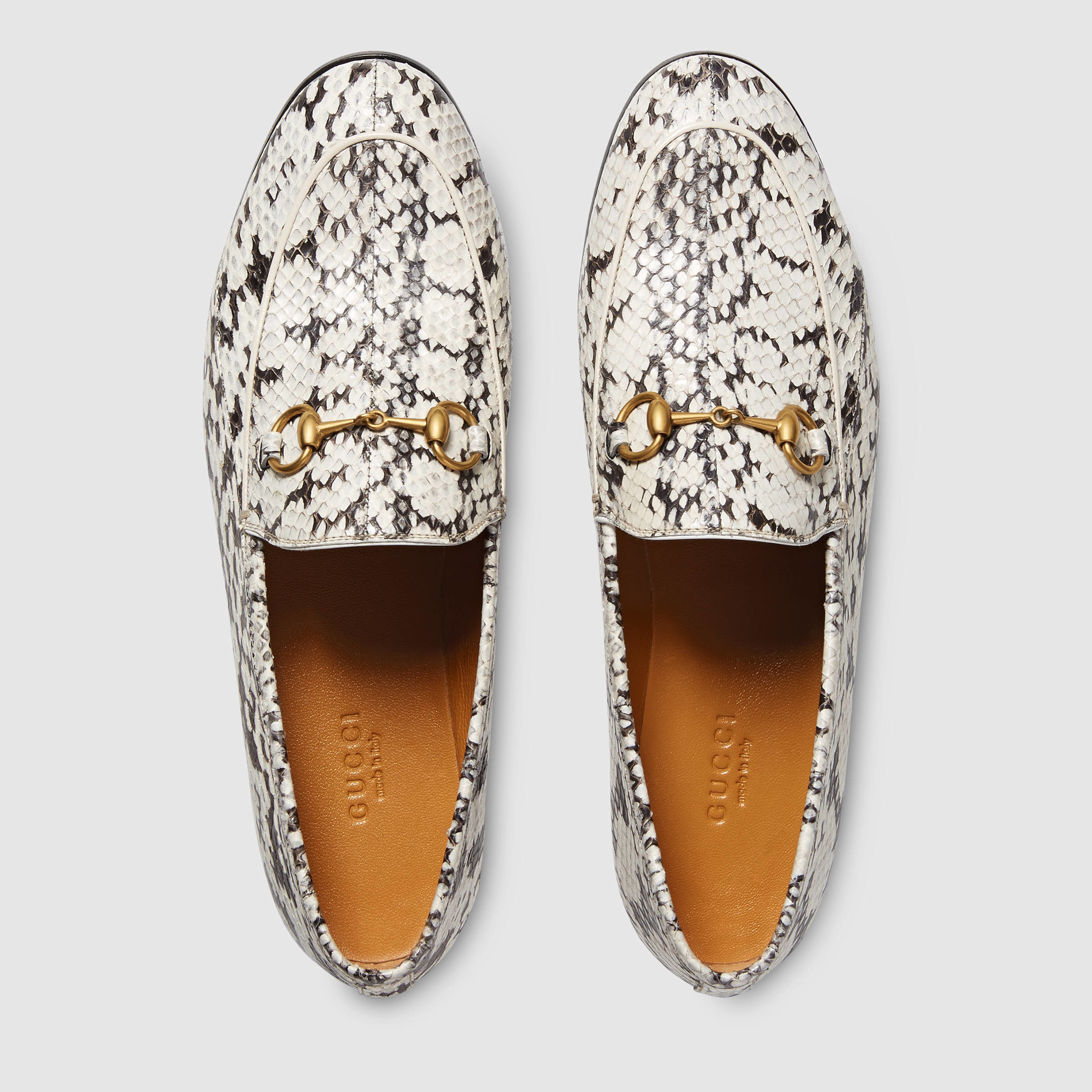 Lyst - Gucci Jordaan Snakeskin Loafers in Gray