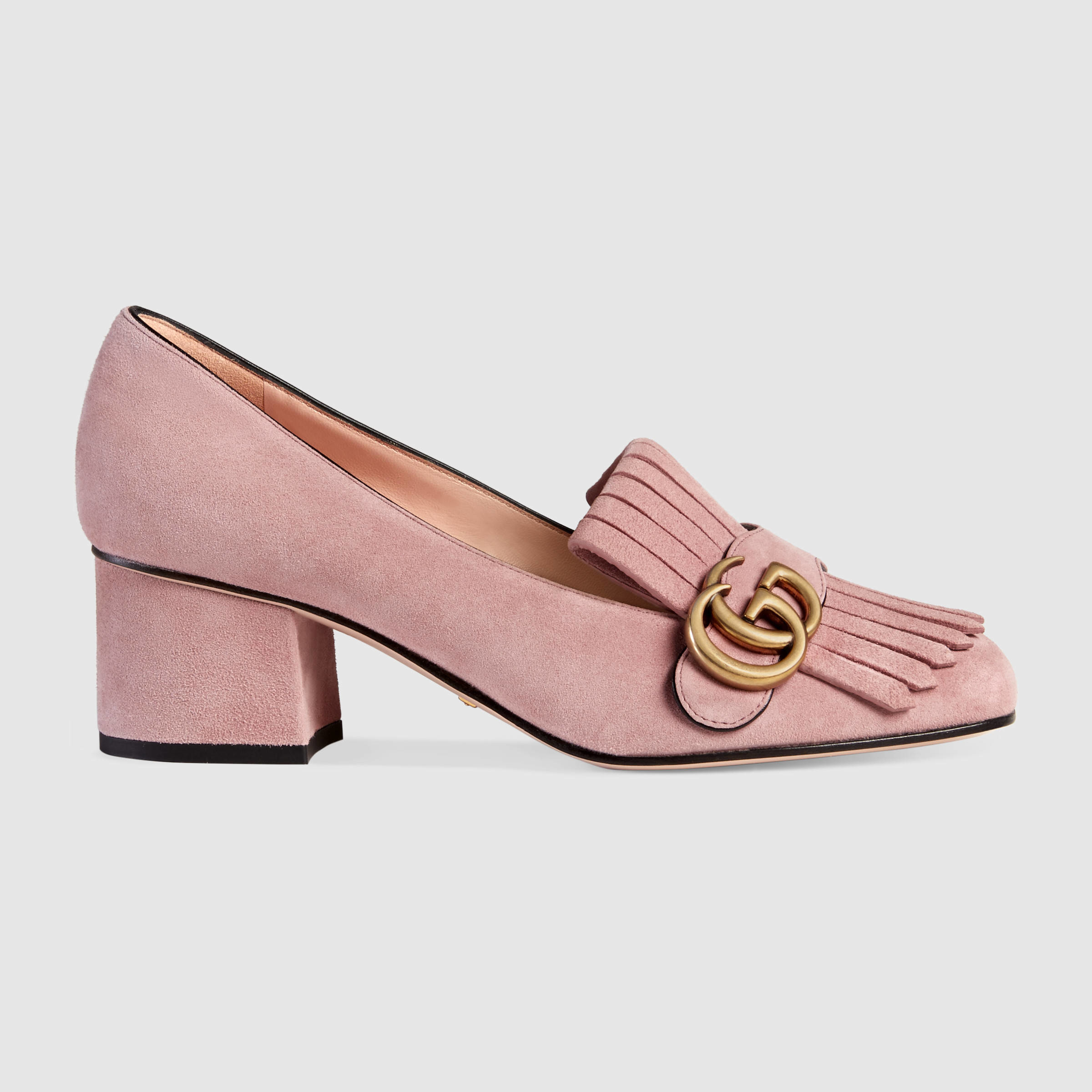 pink suede gucci loafers