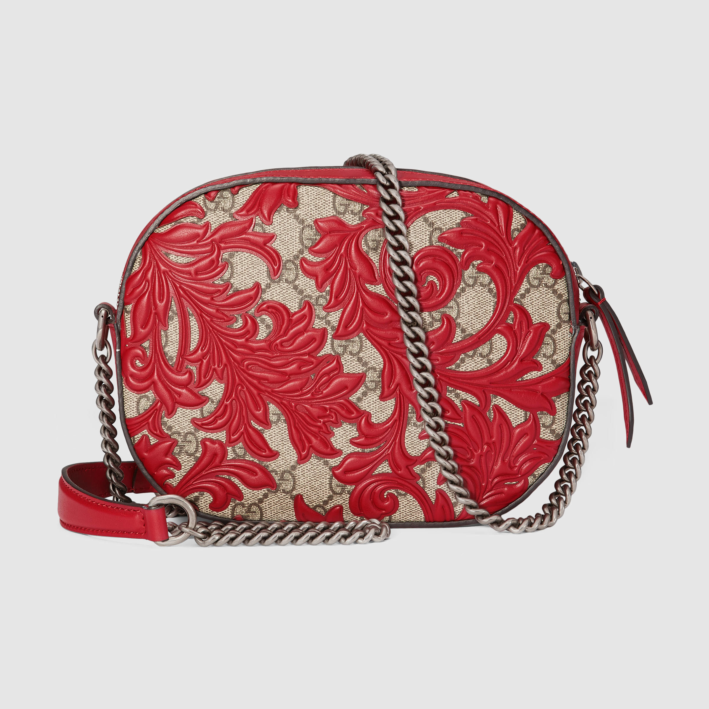 Lyst - Gucci Arabesque GG Supreme Mini Chain Bag in Red