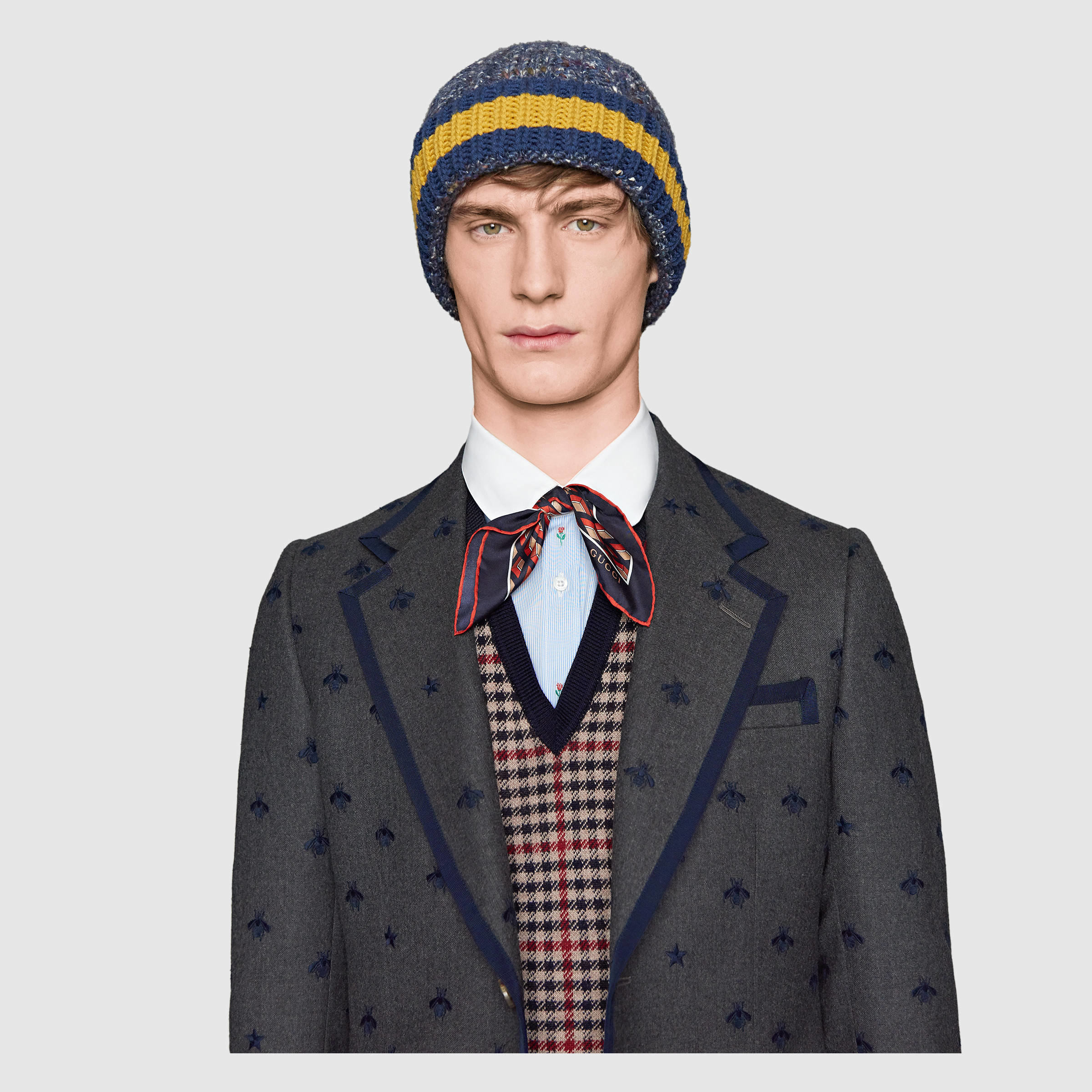 Lyst Gucci Heritage Flannel Jacket With Bees in Gray for Men