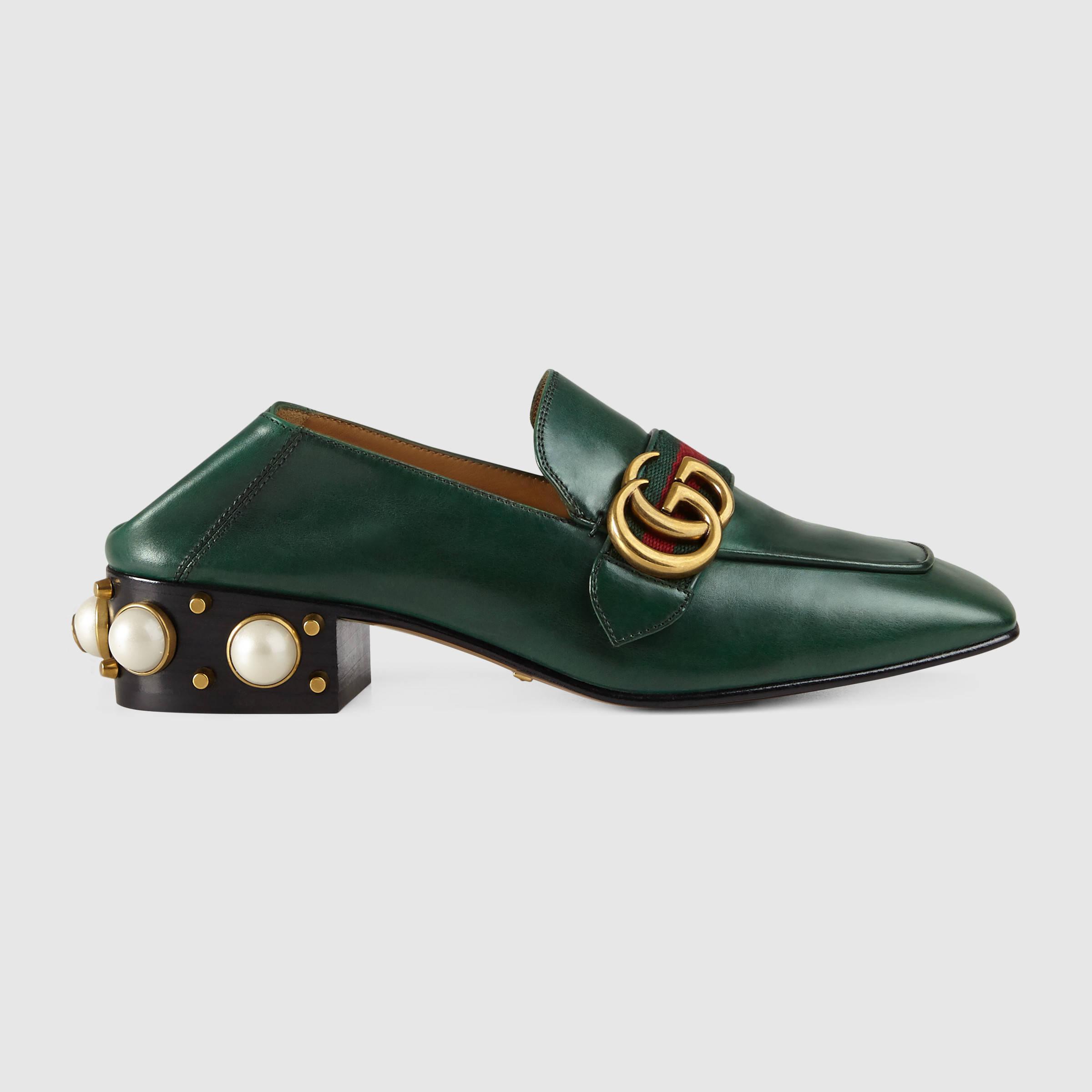 gucci stacked heel loafer
