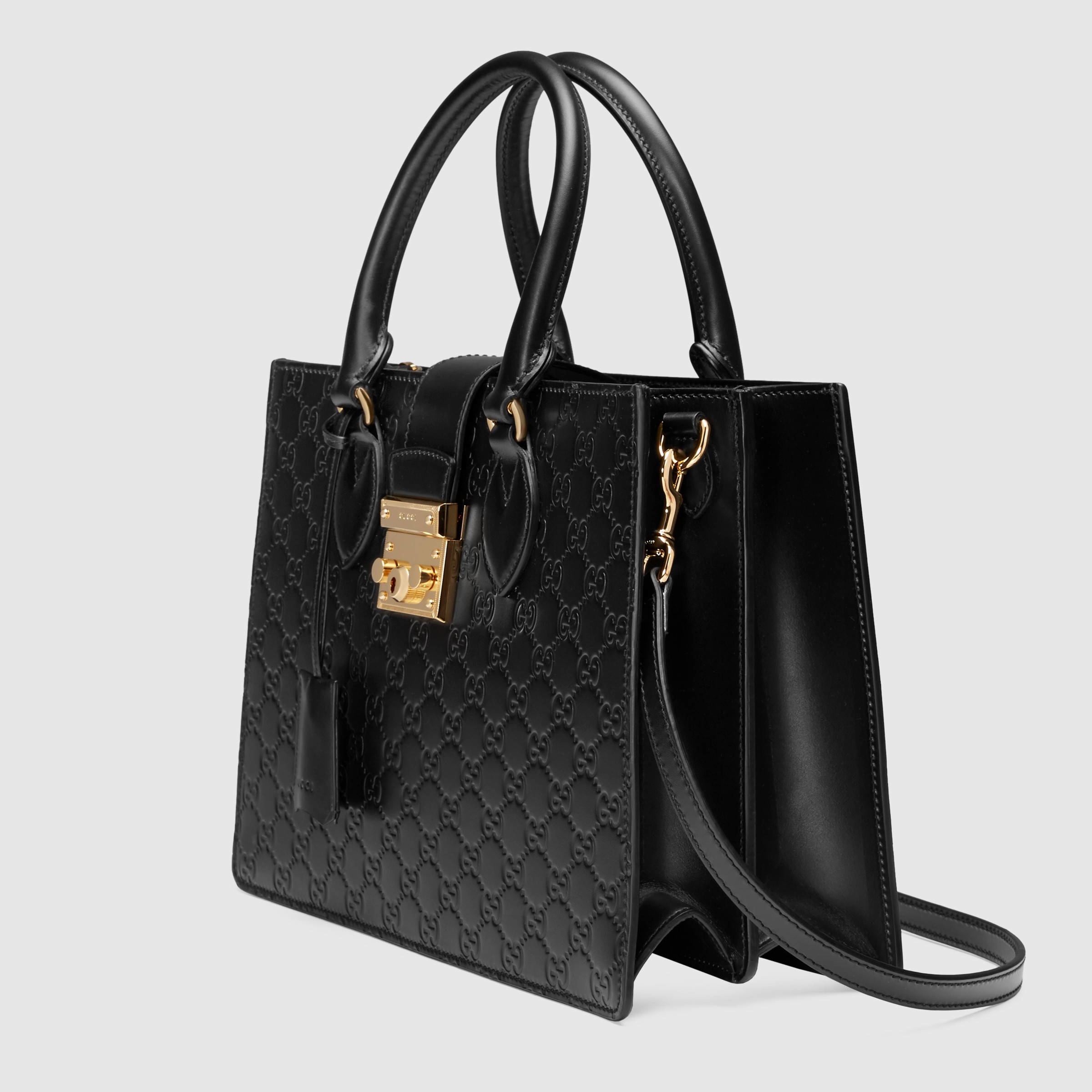 Lyst - Gucci Padlock Signature Leather Bag in Black