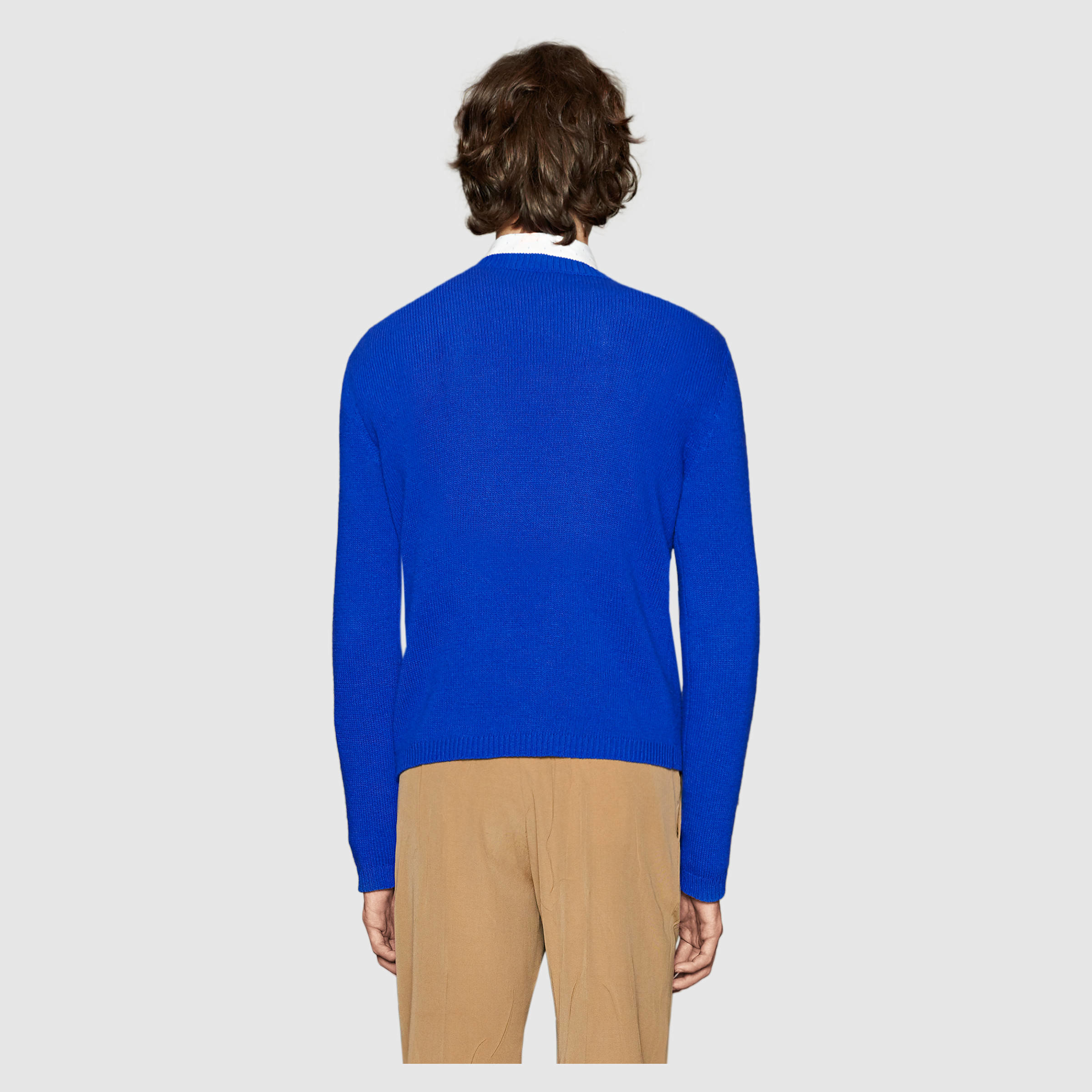 Lyst - Gucci Bee Jacquard Wool Sweater in Blue for Men