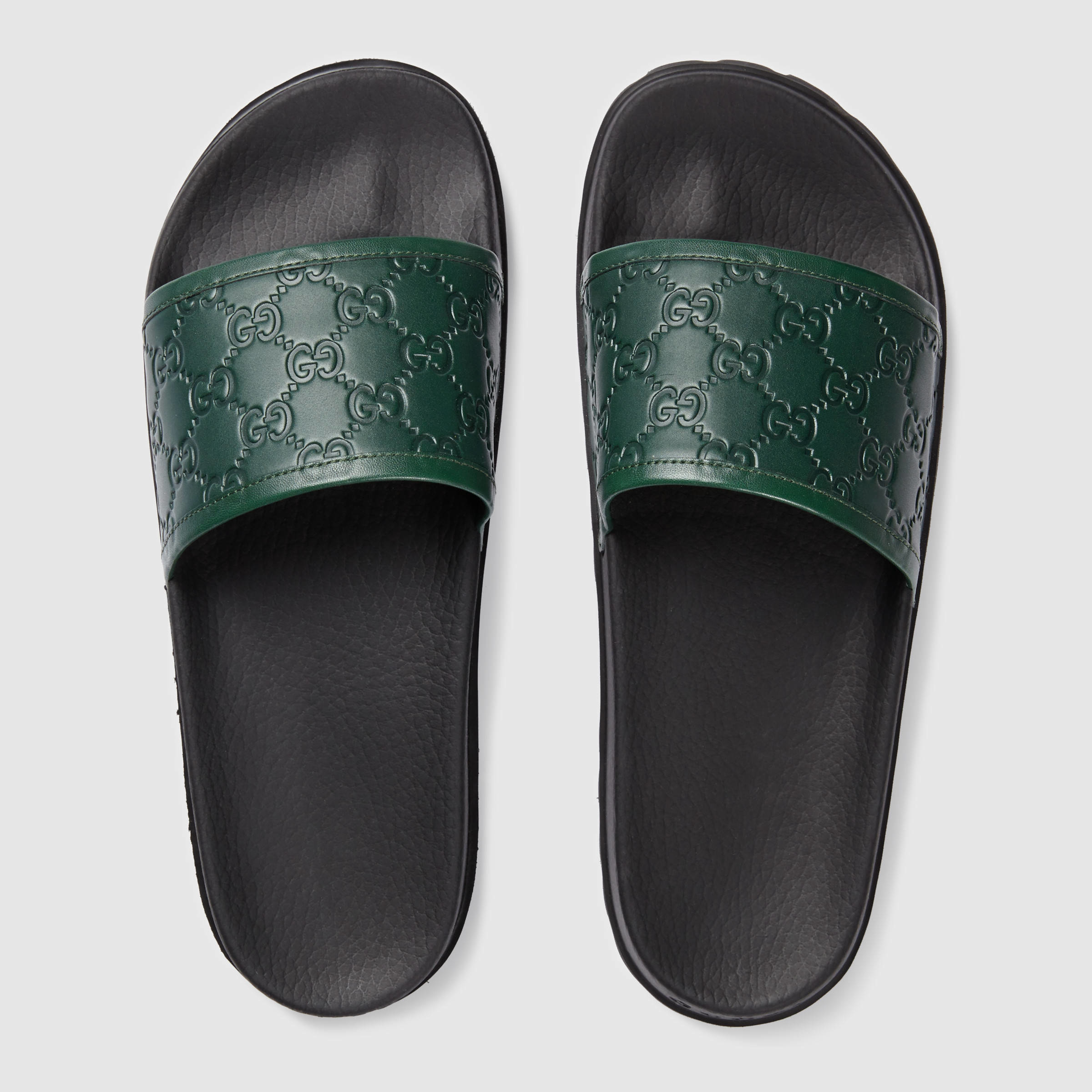 Lyst - Gucci Signature Slide Sandal in Green for Men