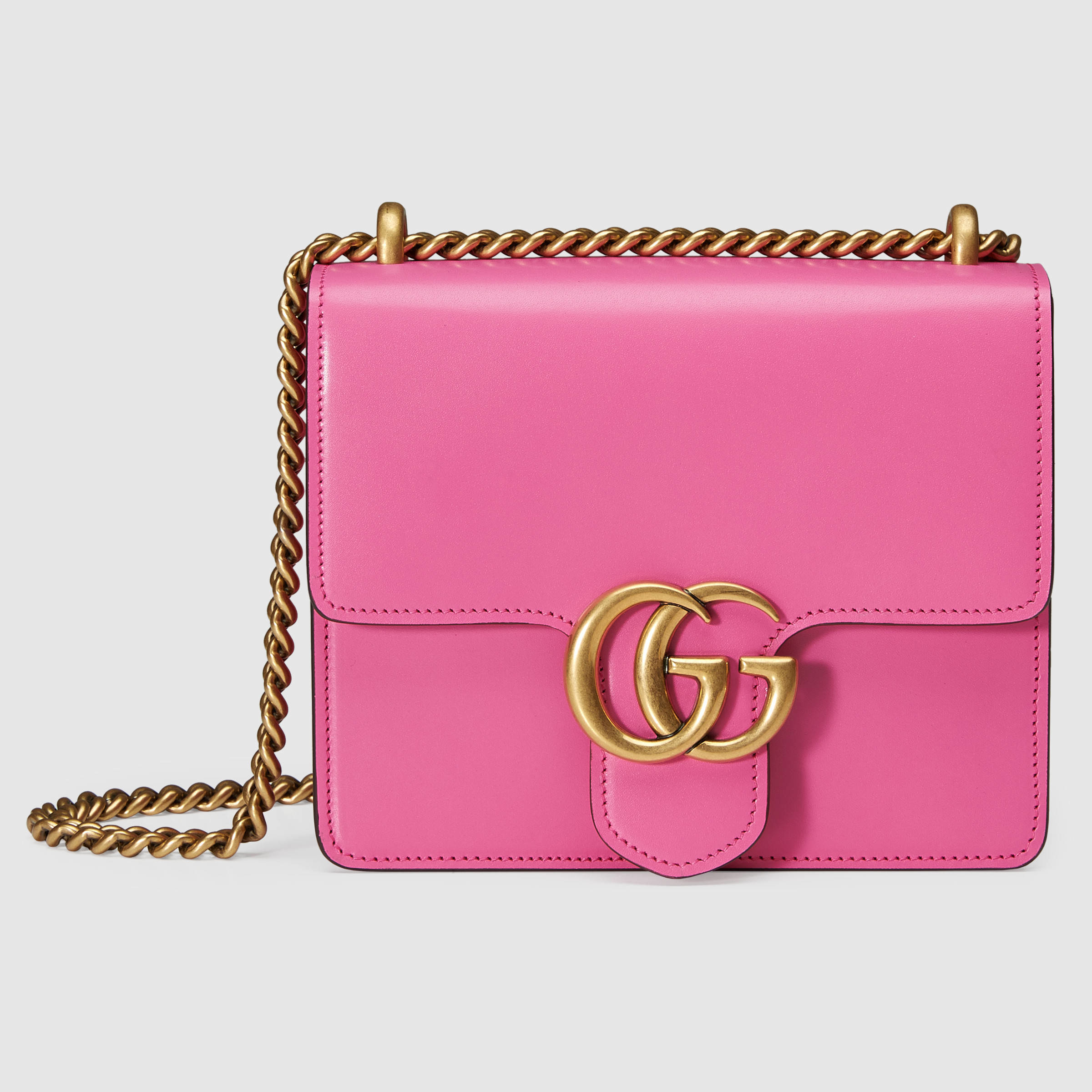 Gucci Gg Marmont Leather Shoulder Bag in Pink (pink leather) | Lyst