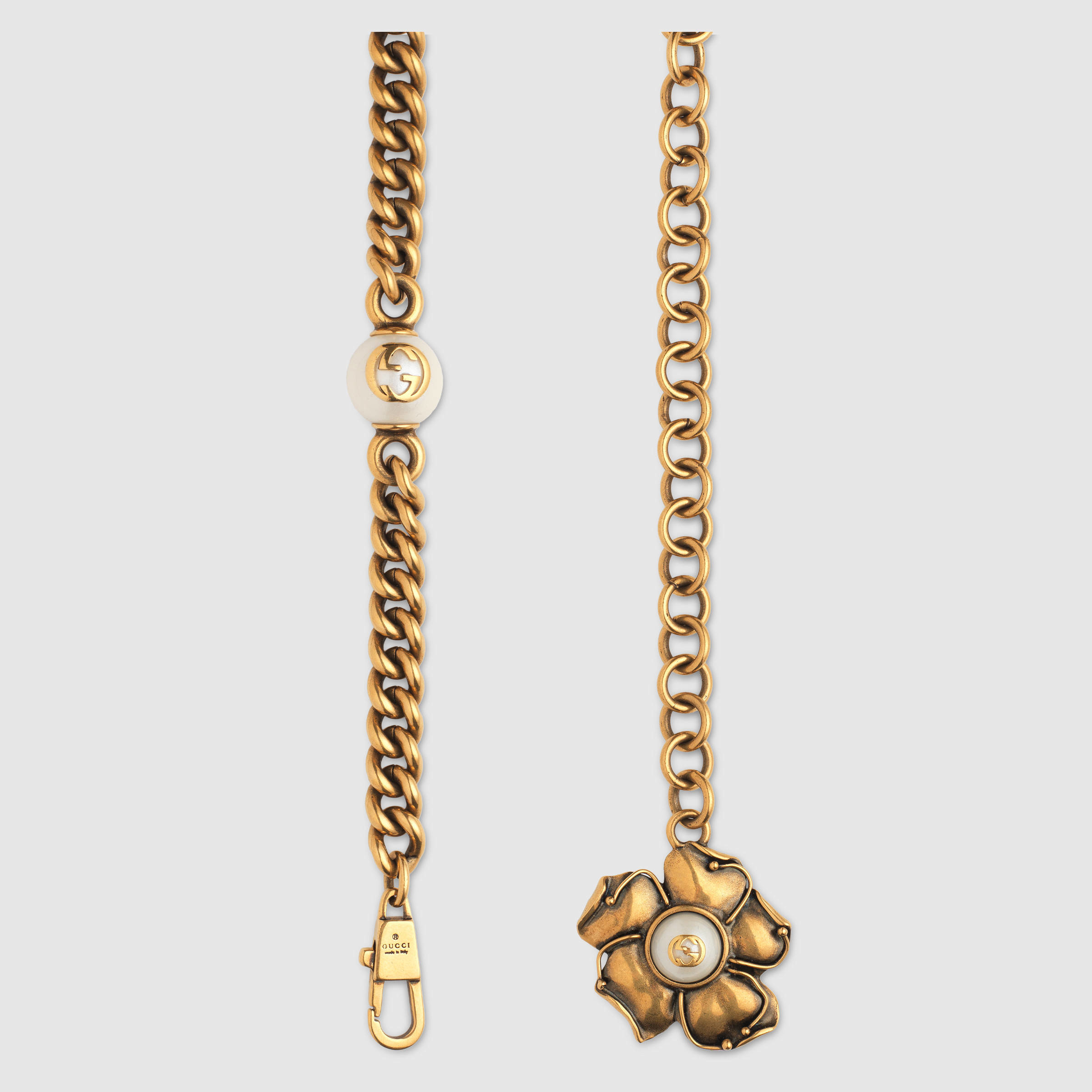 Lyst - Gucci Chain Belt With Metal Flower in Metallic