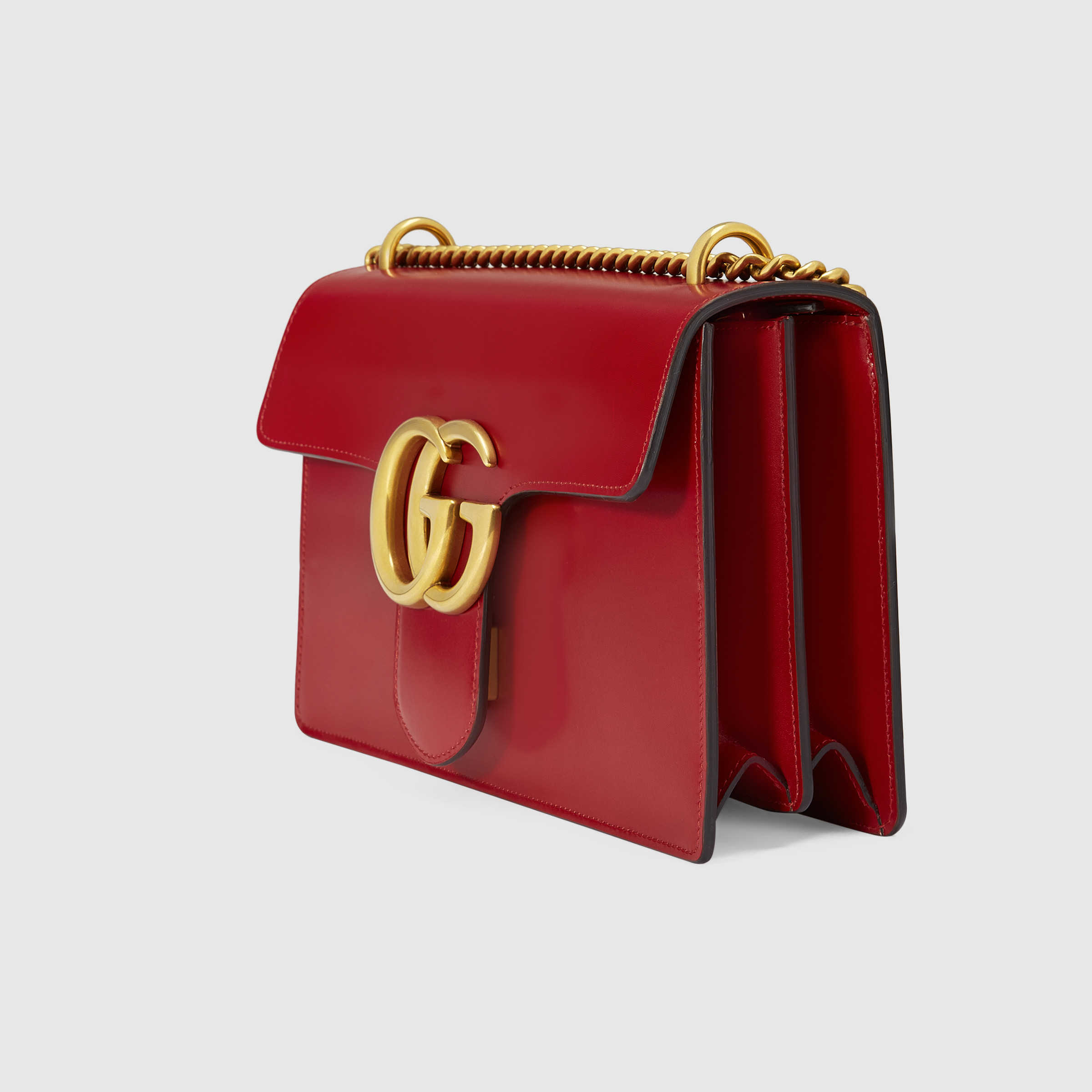 Lyst - Gucci GG Marmont Leather Shoulder Bag in Red