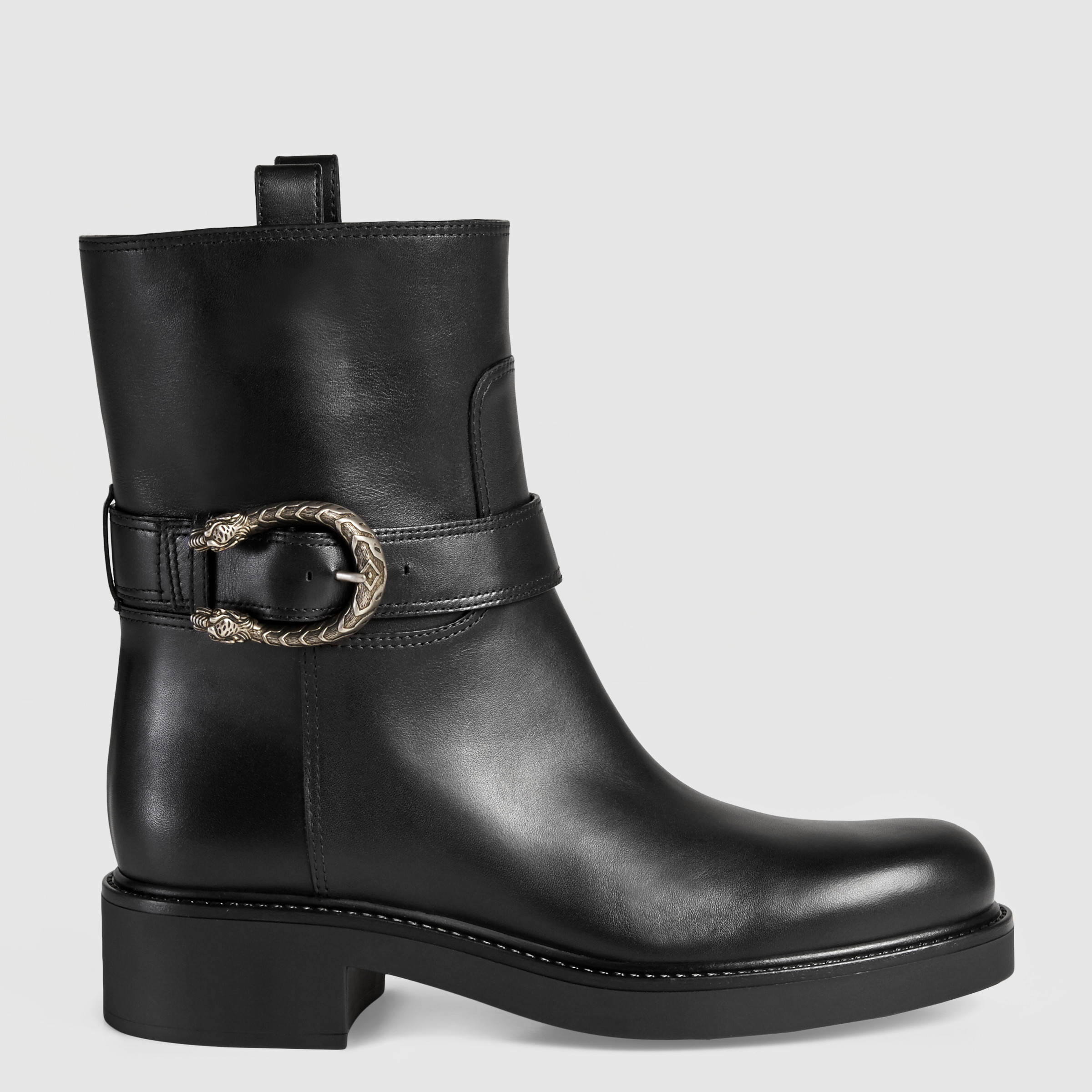 Lyst - Gucci Leather Ankle Boot in Black