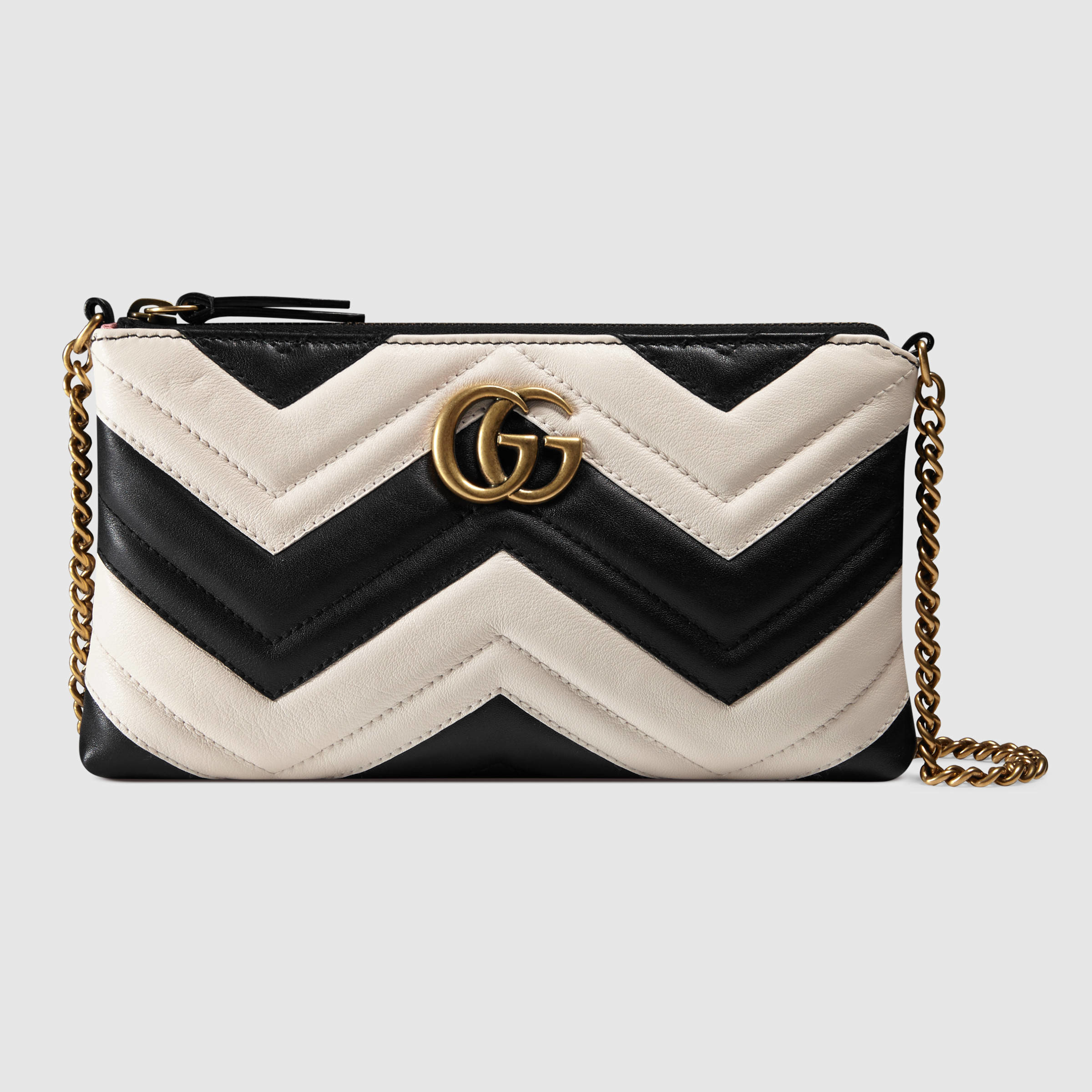 Gucci GG Marmont Mini Leather Chain Bag in Black | Lyst